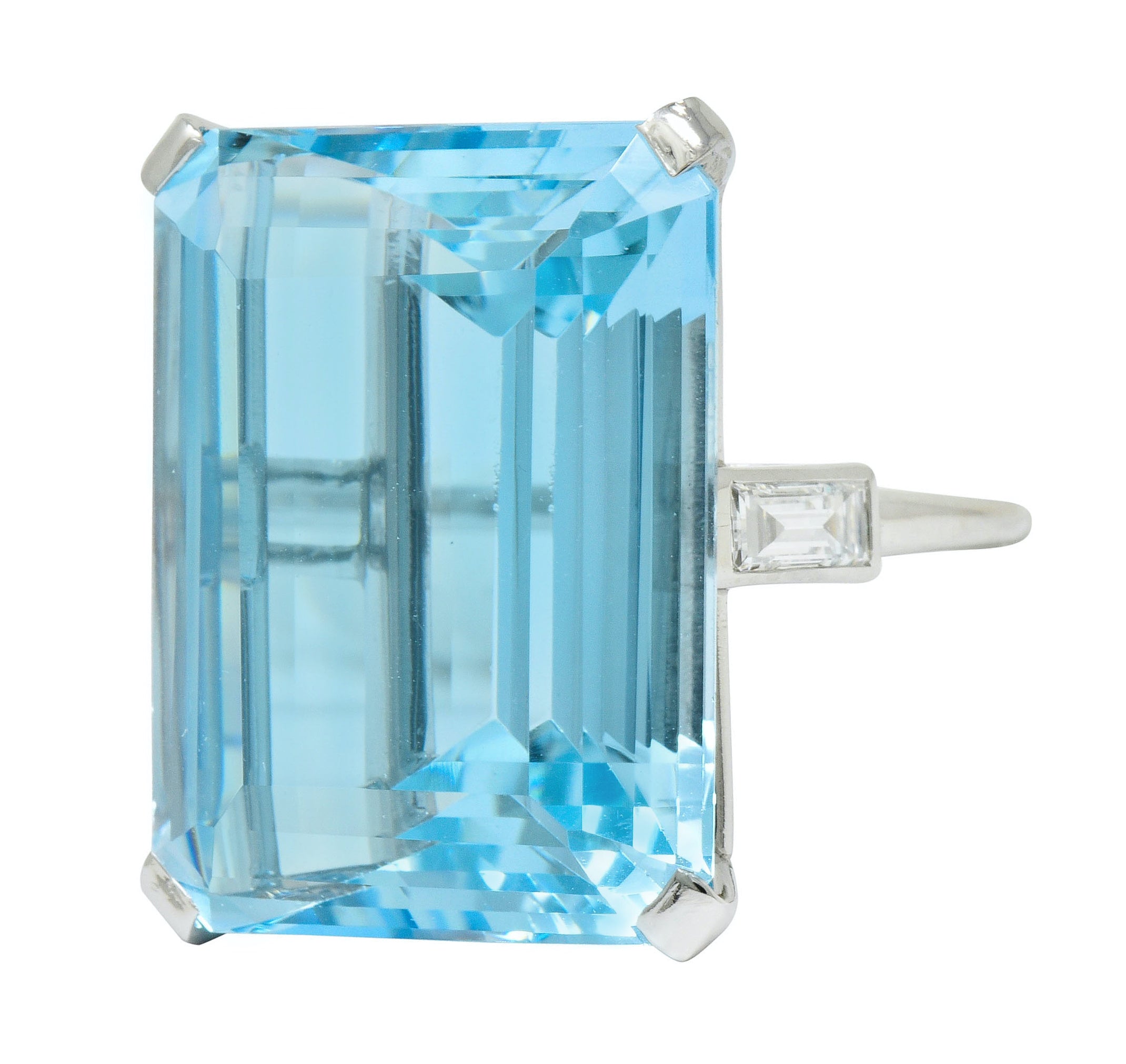 Exquisite Cartier 36.09 CTW Aquamarine Diamond Platinum Retro Cocktail Ring - Wilson's Estate Jewelry