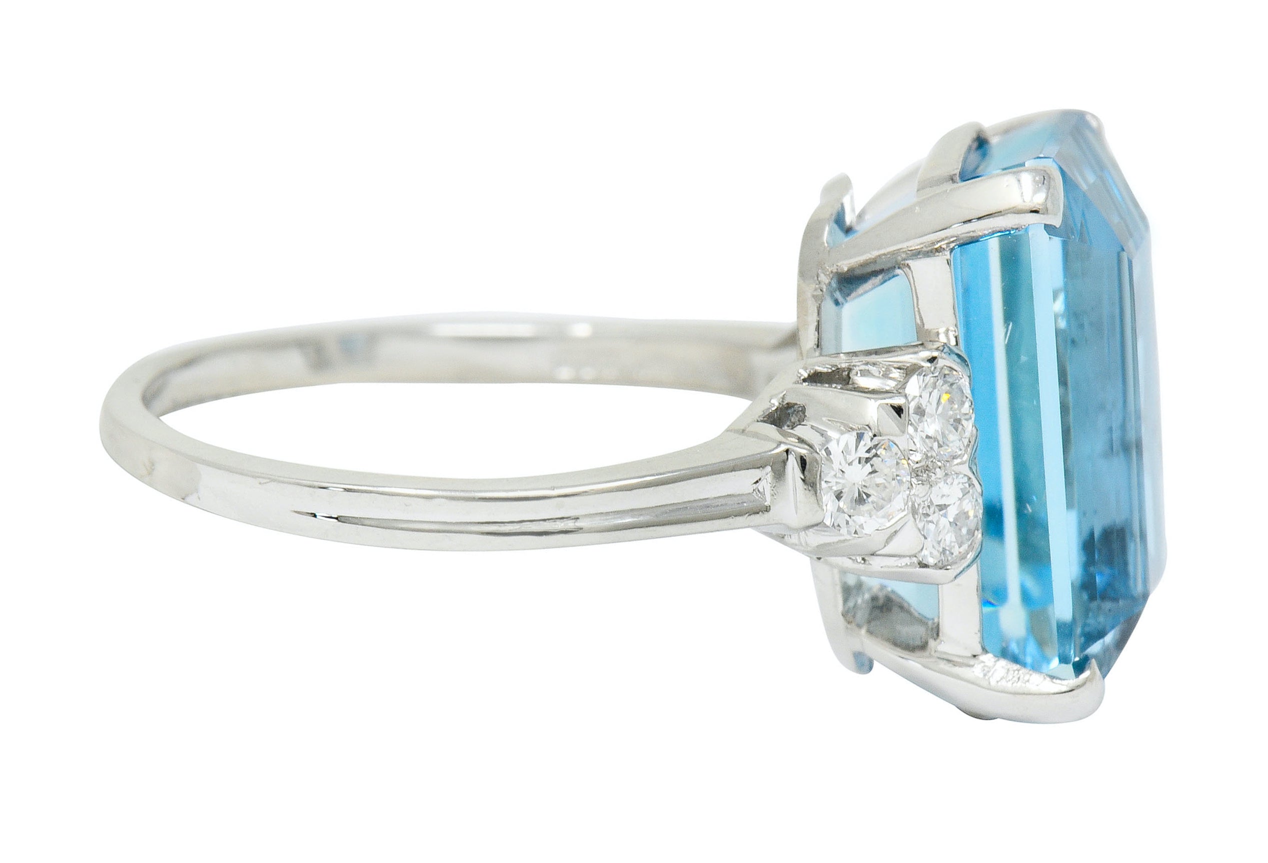 Tiffany & Co. 7.38 CTW Aquamarine Diamond Platinum Retro Cocktail Ring - Wilson's Estate Jewelry