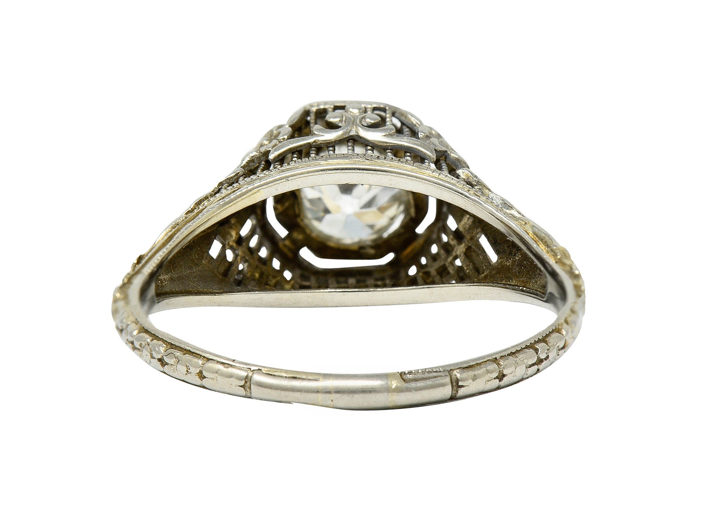 1920's Art Deco 0.50 CTW Diamond 18 Karat White Gold Floral Engagement RingRing - Wilson's Estate Jewelry