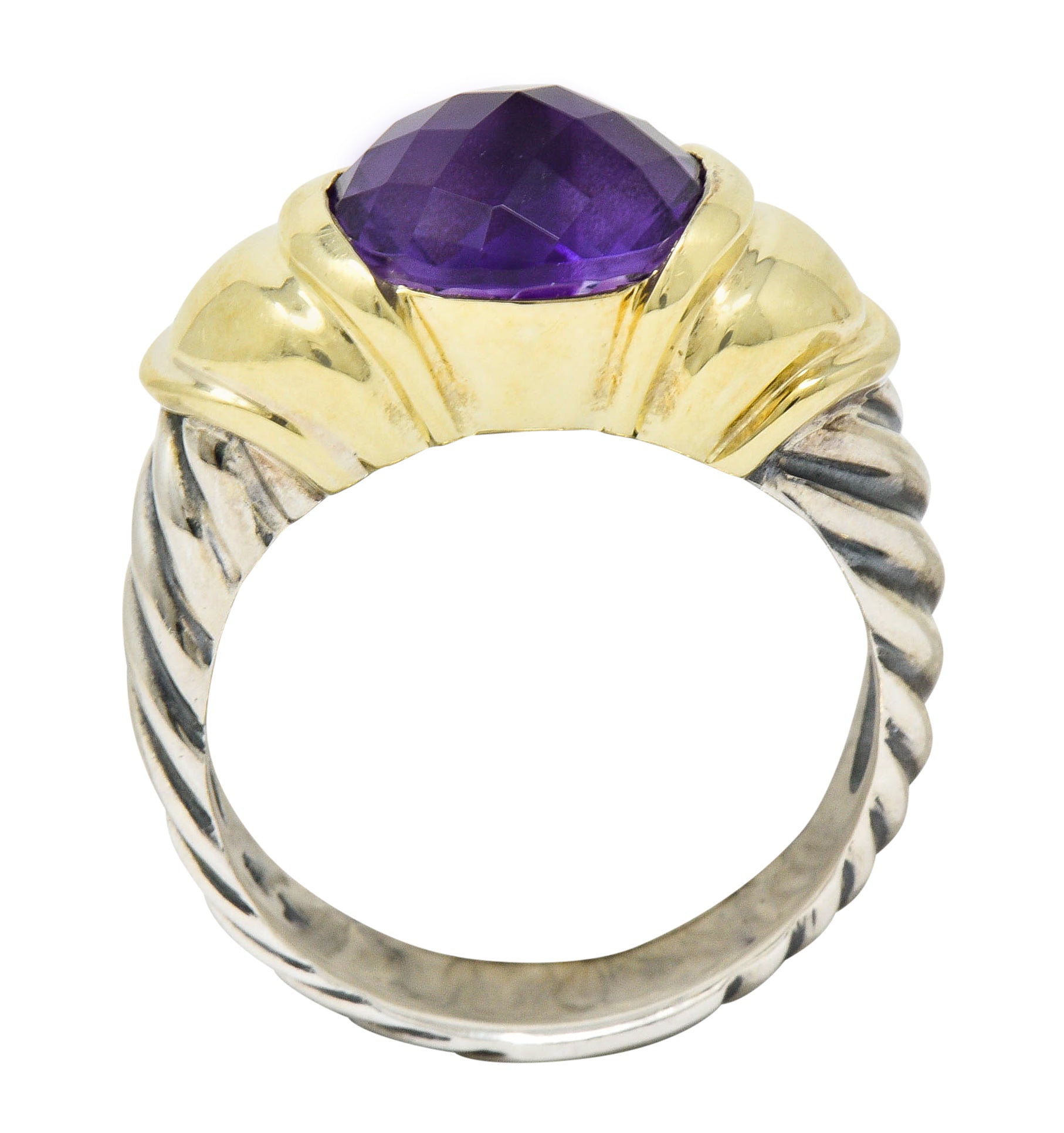 David Yurman Amethyst 18 Karat Gold Silver Capri RingRing - Wilson's Estate Jewelry