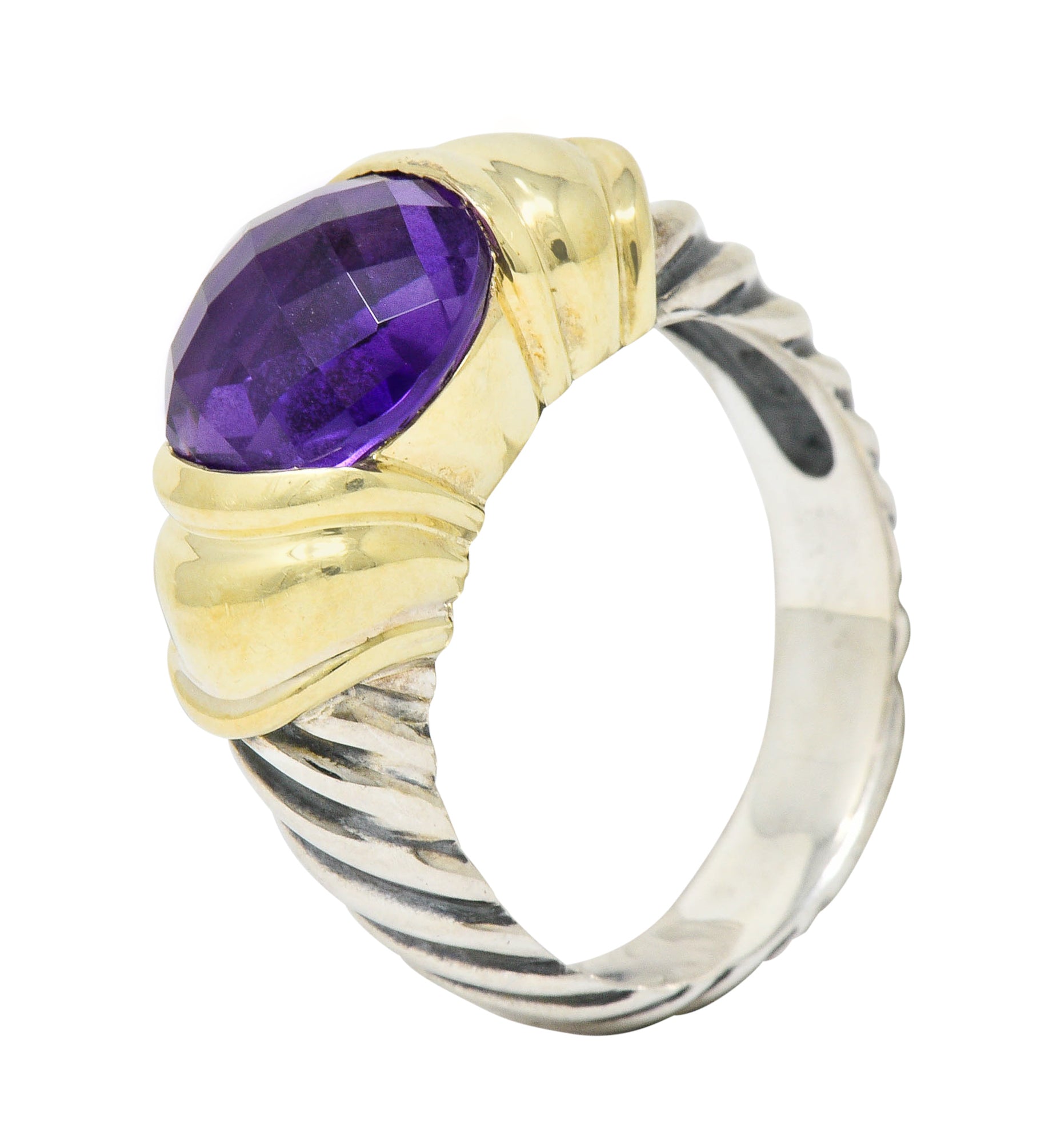 David Yurman Amethyst 18 Karat Gold Silver Capri RingRing - Wilson's Estate Jewelry