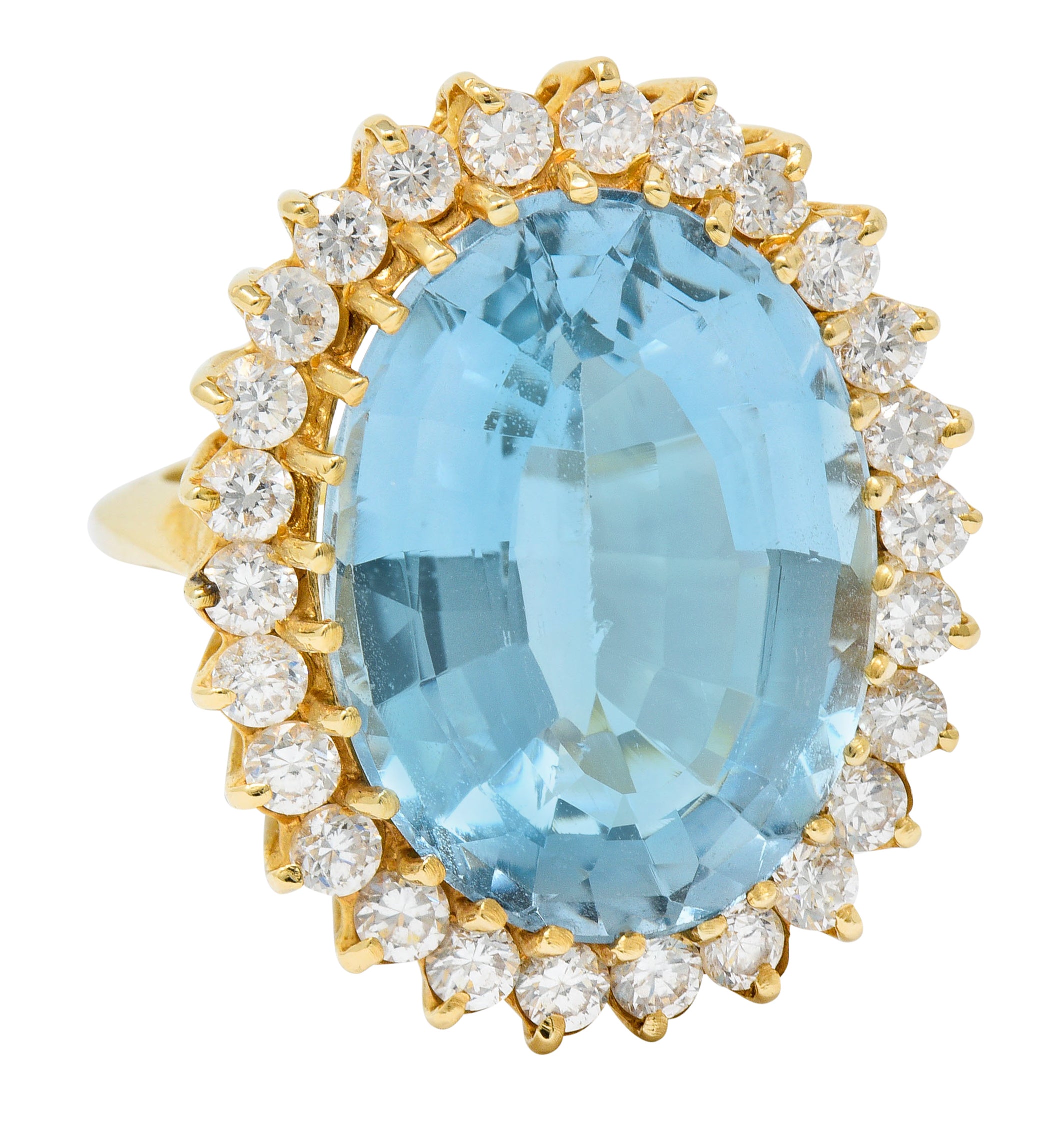 19.45 CTW Blue Topaz Diamond 14 Karat Gold Cluster RingRing - Wilson's Estate Jewelry