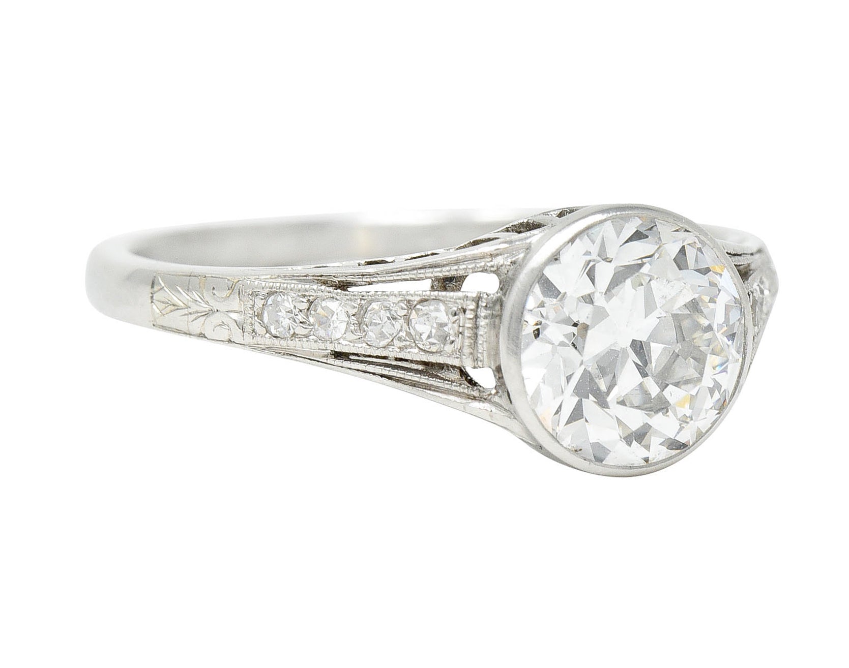 Art Deco 1.48 CTW Diamond Platinum Bezel Engagement RingRing - Wilson's Estate Jewelry