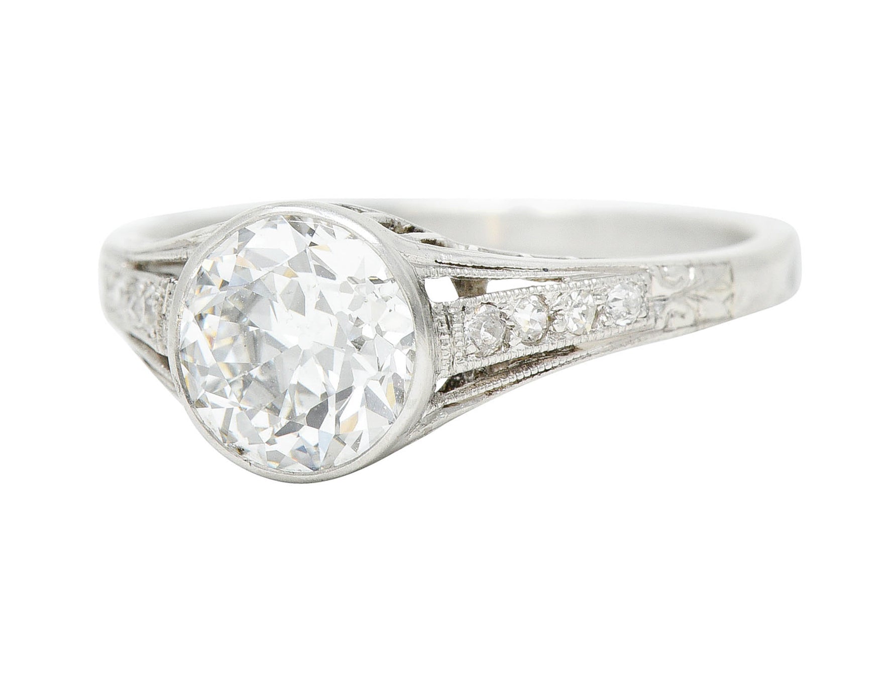 Art Deco 1.48 CTW Diamond Platinum Bezel Engagement RingRing - Wilson's Estate Jewelry