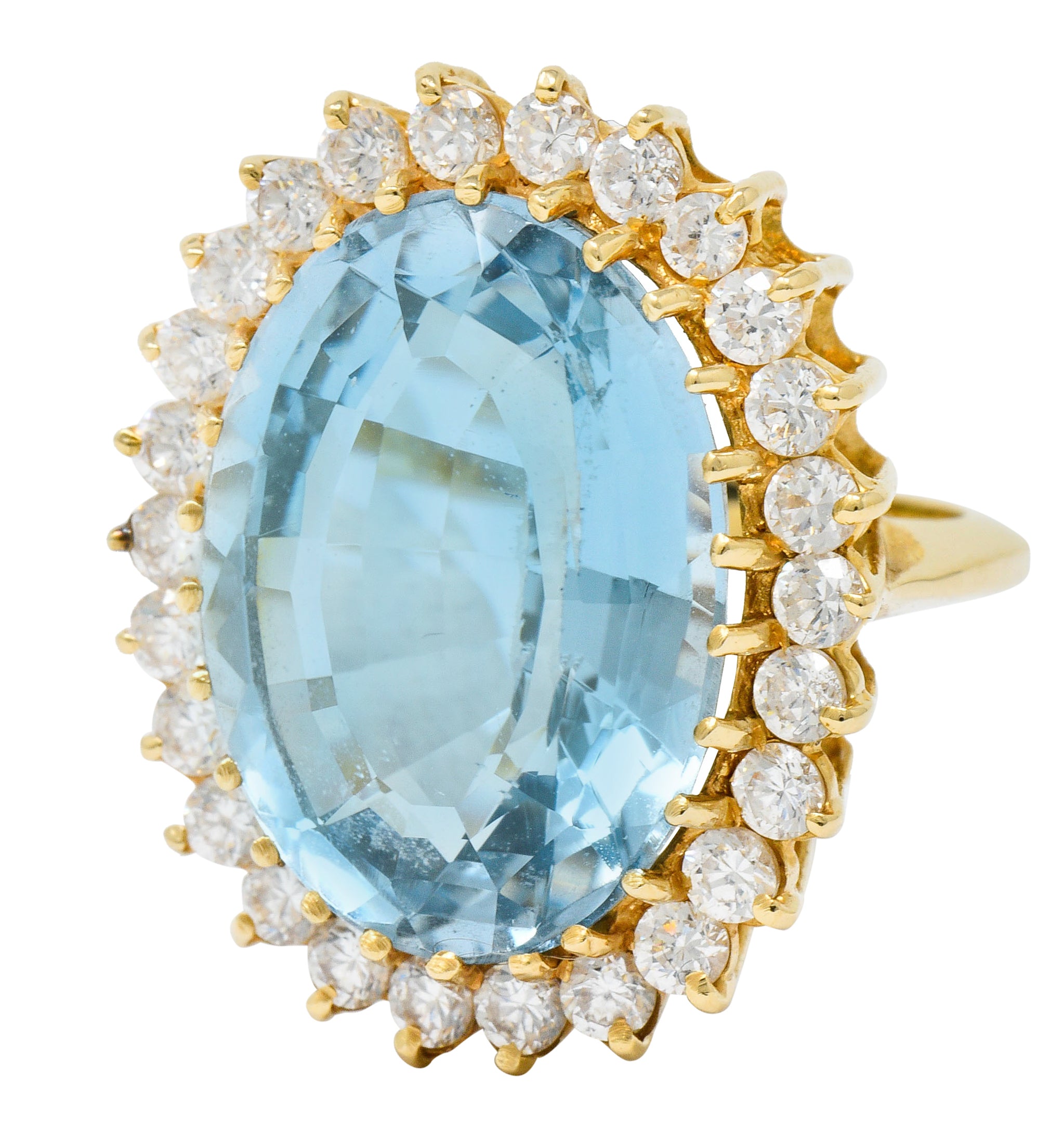 19.45 CTW Blue Topaz Diamond 14 Karat Gold Cluster RingRing - Wilson's Estate Jewelry