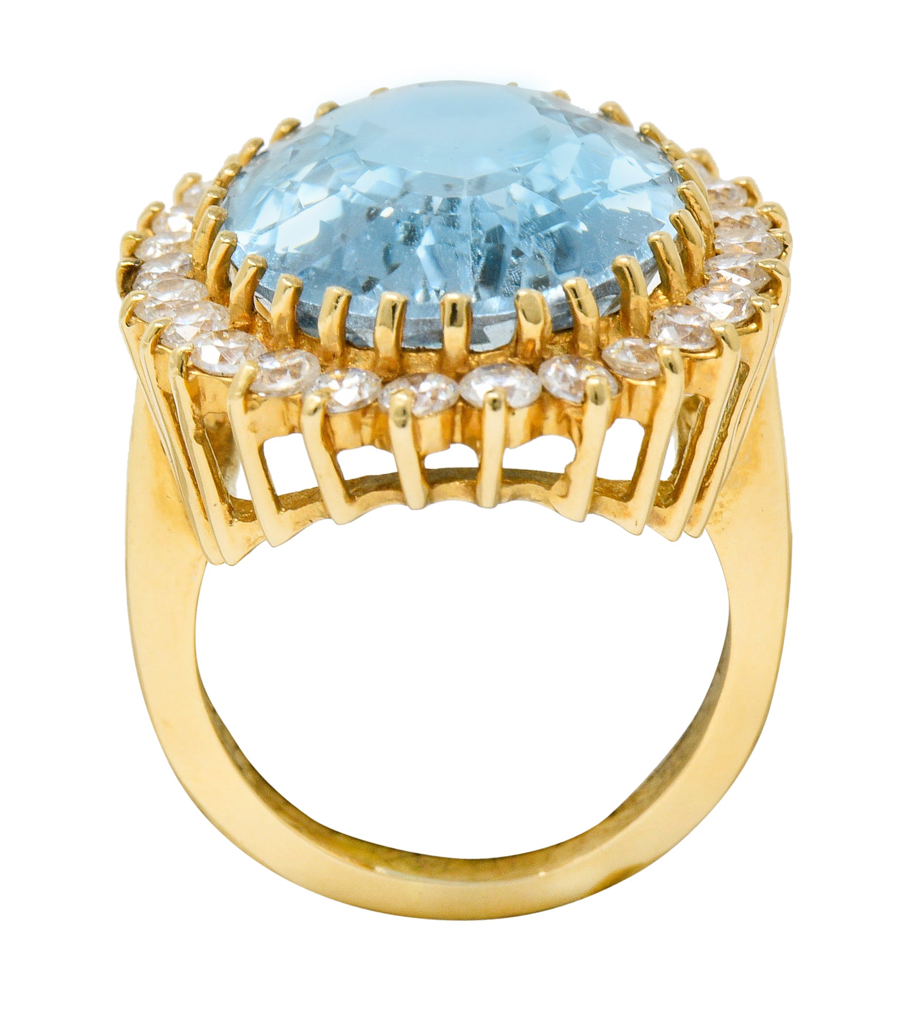 19.45 CTW Blue Topaz Diamond 14 Karat Gold Cluster RingRing - Wilson's Estate Jewelry