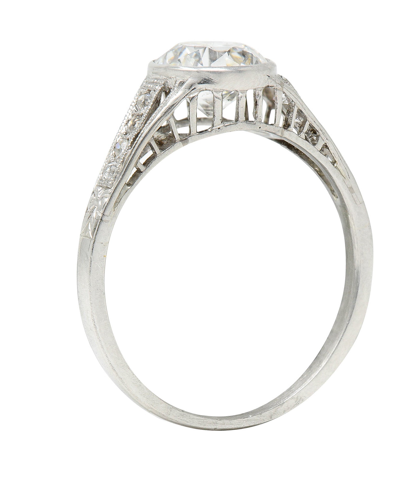 Art Deco 1.48 CTW Diamond Platinum Bezel Engagement RingRing - Wilson's Estate Jewelry