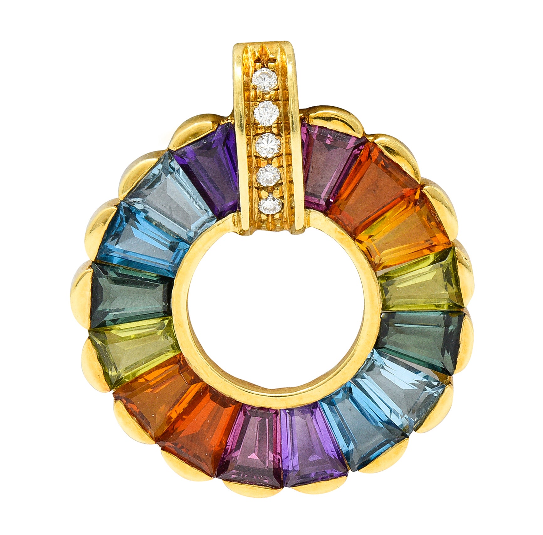 H. Stern Citrine Topaz Tourmaline Peridot 18 Karat Yellow Gold Rainbow Pendant Wilson's Estate Jewelry