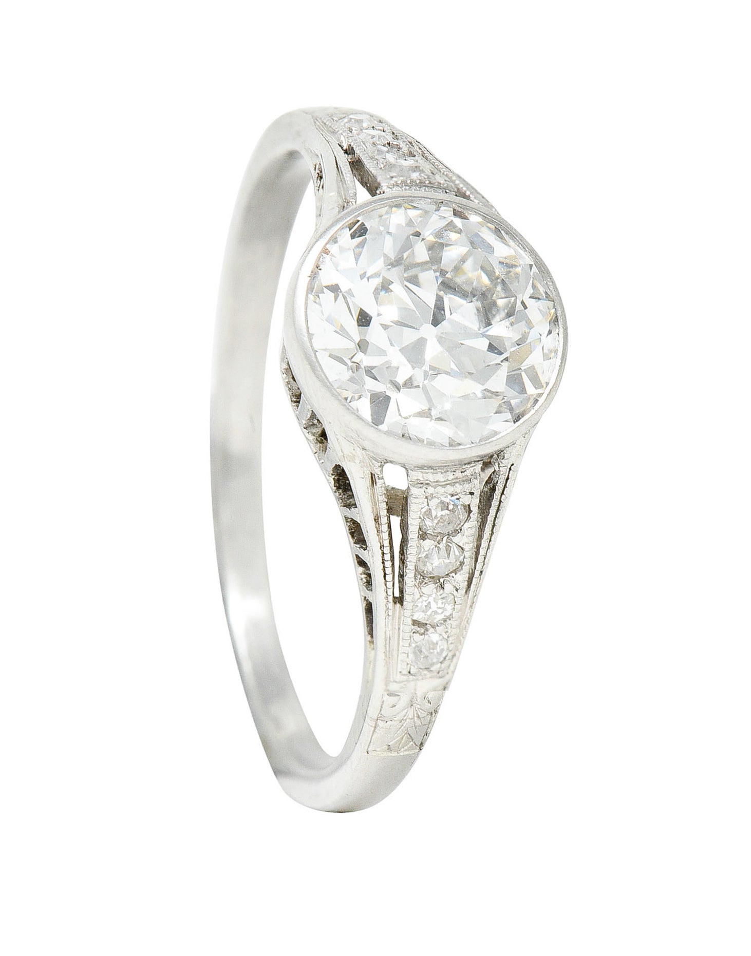 Art Deco 1.48 CTW Diamond Platinum Bezel Engagement RingRing - Wilson's Estate Jewelry