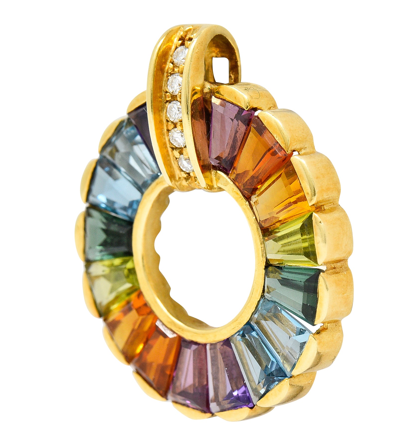 H. Stern Citrine Topaz Tourmaline Peridot 18 Karat Yellow Gold Rainbow Pendant Wilson's Estate Jewelry