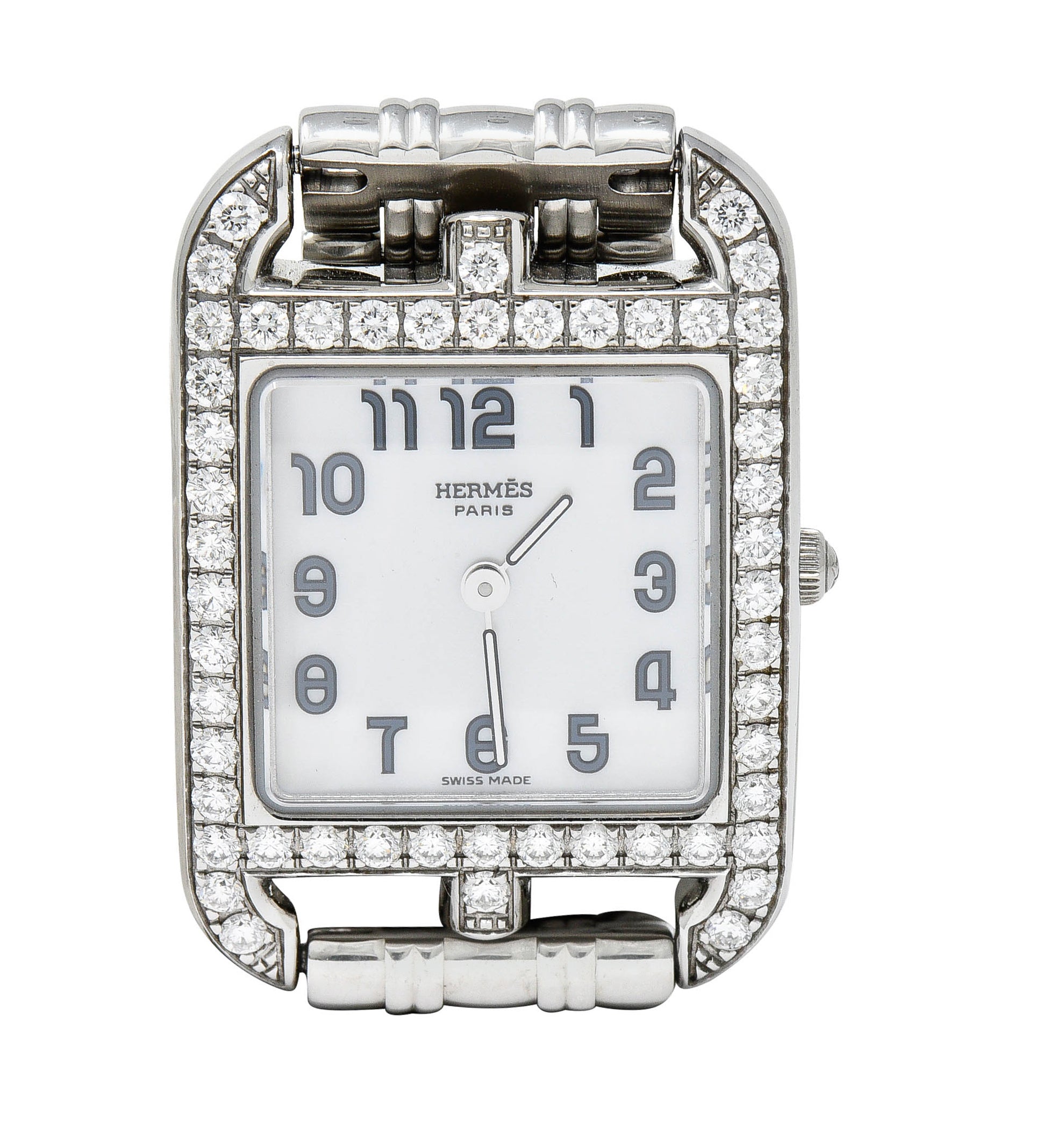 Hermes 1.25 CTW Diamond Stainless Steel Cape Cod Watch Braceletbracelet - Wilson's Estate Jewelry