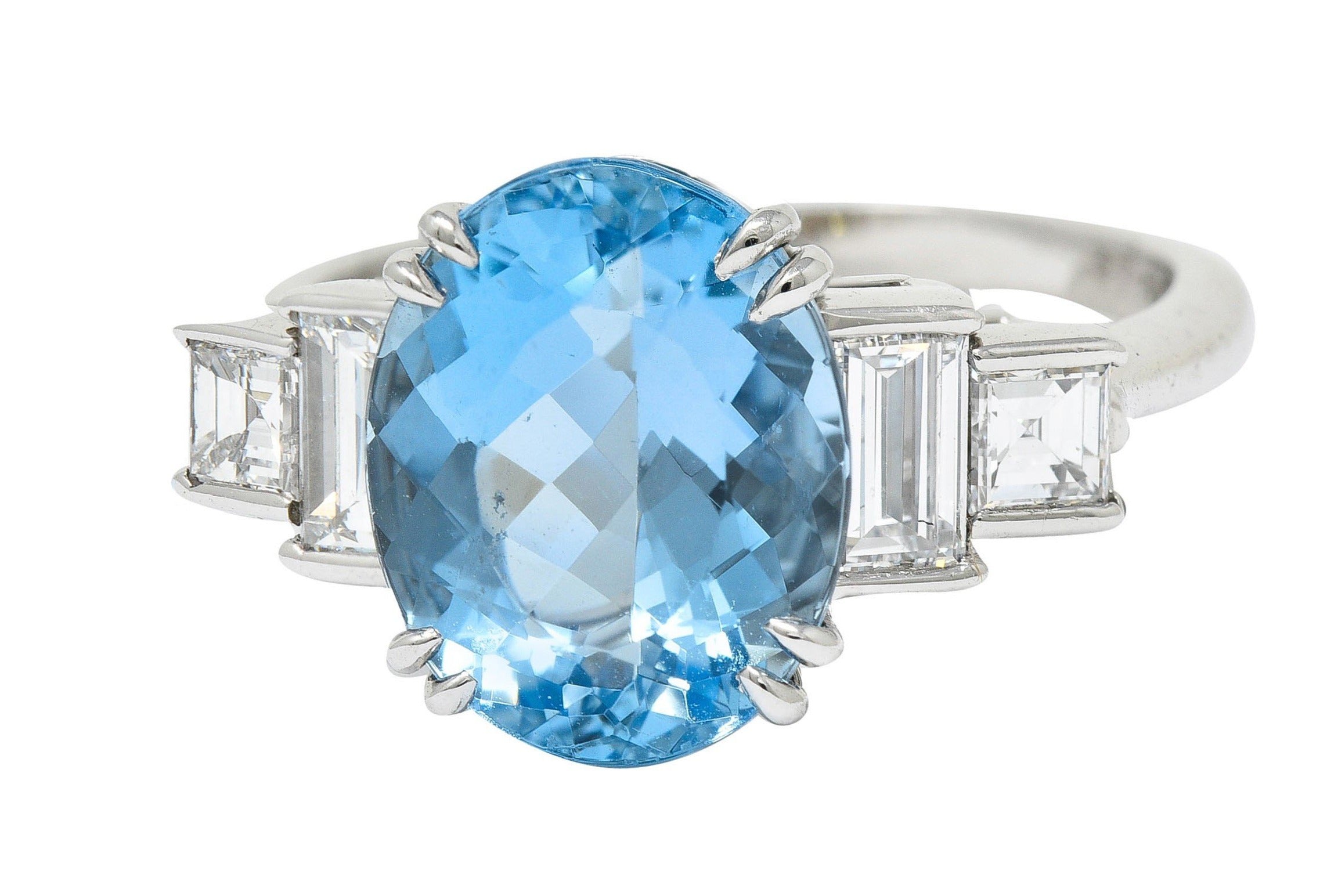 Tiffany & Co. 4.75 CTW Aquamarine Diamond Platinum Statement RingRing - Wilson's Estate Jewelry