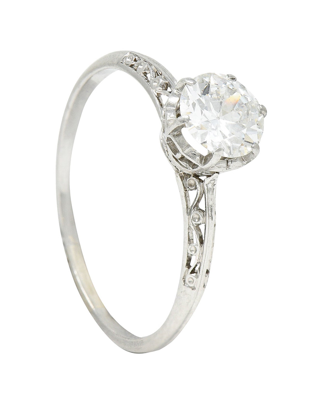 Late Edwardian 0.78 CTW Diamond Platinum Filigree Engagement RingRing - Wilson's Estate Jewelry