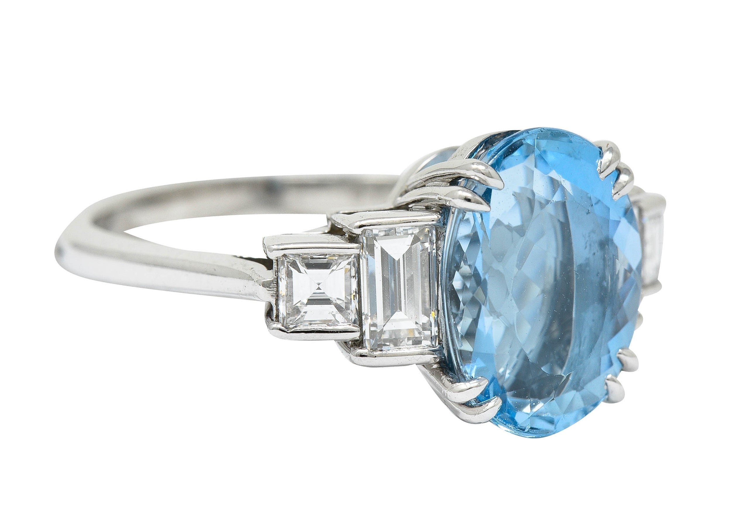 Tiffany & Co. 4.75 CTW Aquamarine Diamond Platinum Statement RingRing - Wilson's Estate Jewelry