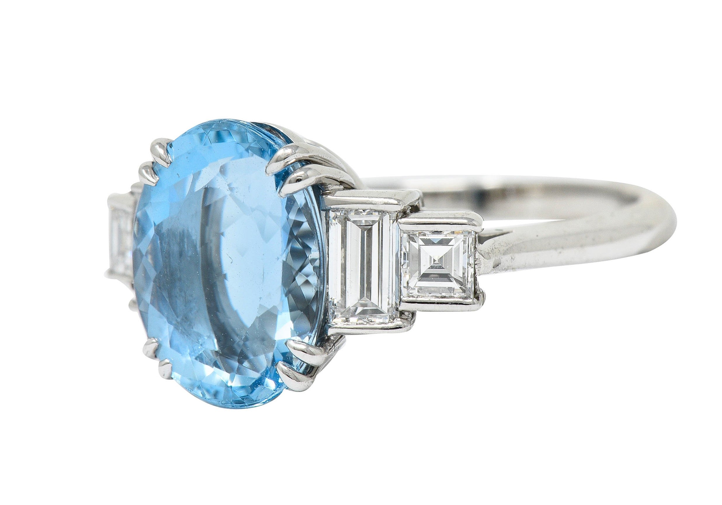 Tiffany & Co. 4.75 CTW Aquamarine Diamond Platinum Statement RingRing - Wilson's Estate Jewelry