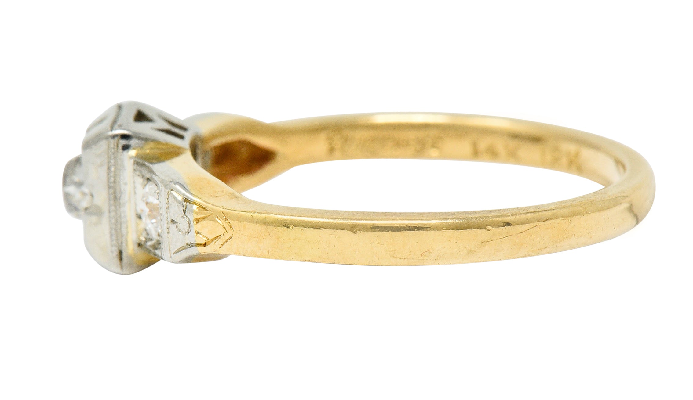 Ringcraft Retro 0.45 CTW Diamond 14 Karat Two-Tone Gold Engagement RingRing - Wilson's Estate Jewelry