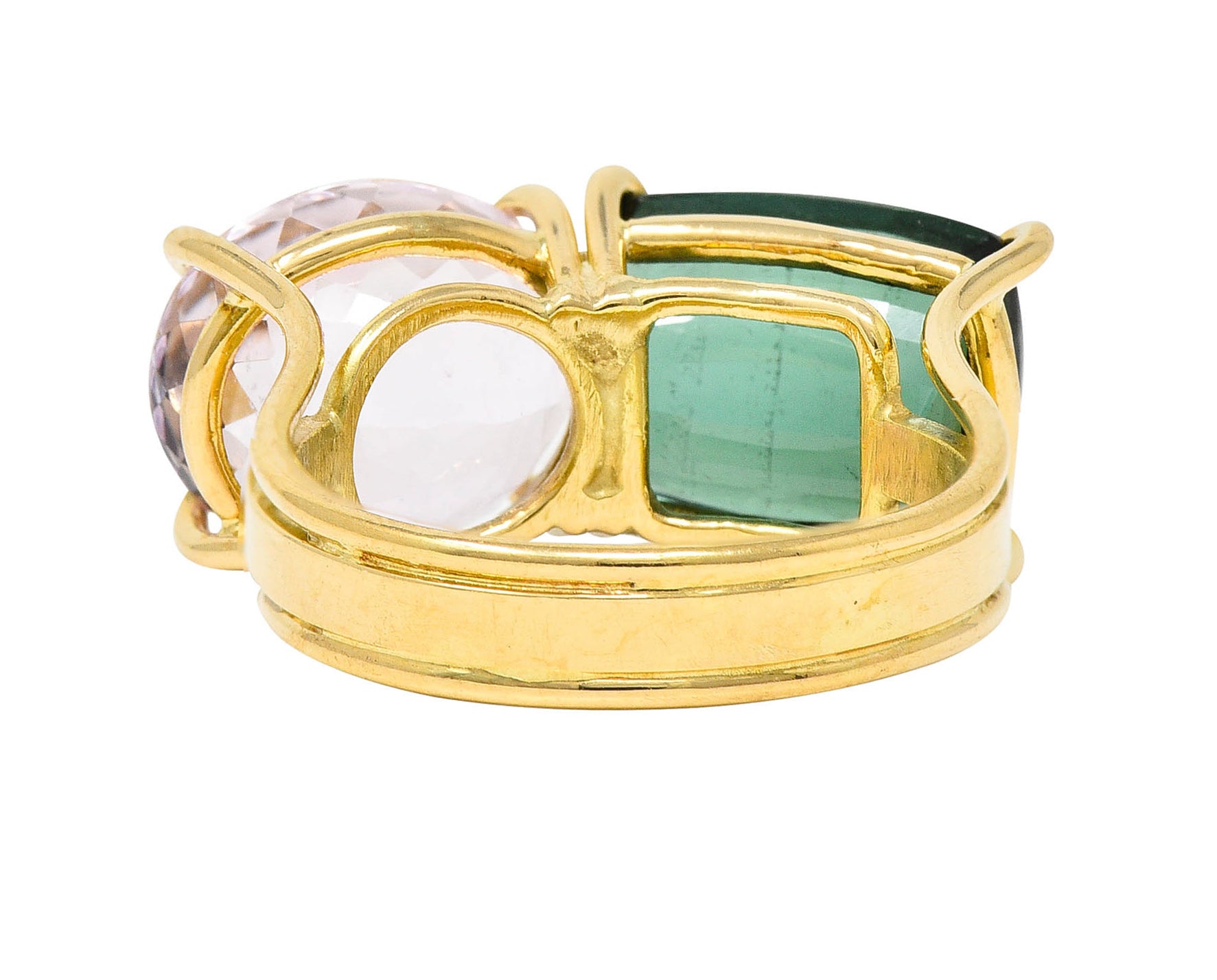 Green Tourmaline Kunzite 14 Karat Gold Double Gemstone RingRing - Wilson's Estate Jewelry