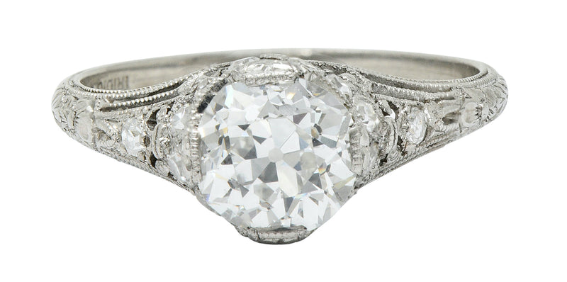 Edwardian 1.36 CTW Diamond Platinum Engagement Ring GIARing - Wilson's Estate Jewelry