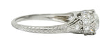 Edwardian 1.36 CTW Diamond Platinum Engagement Ring GIARing - Wilson's Estate Jewelry