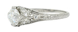 Edwardian 1.36 CTW Diamond Platinum Engagement Ring GIARing - Wilson's Estate Jewelry