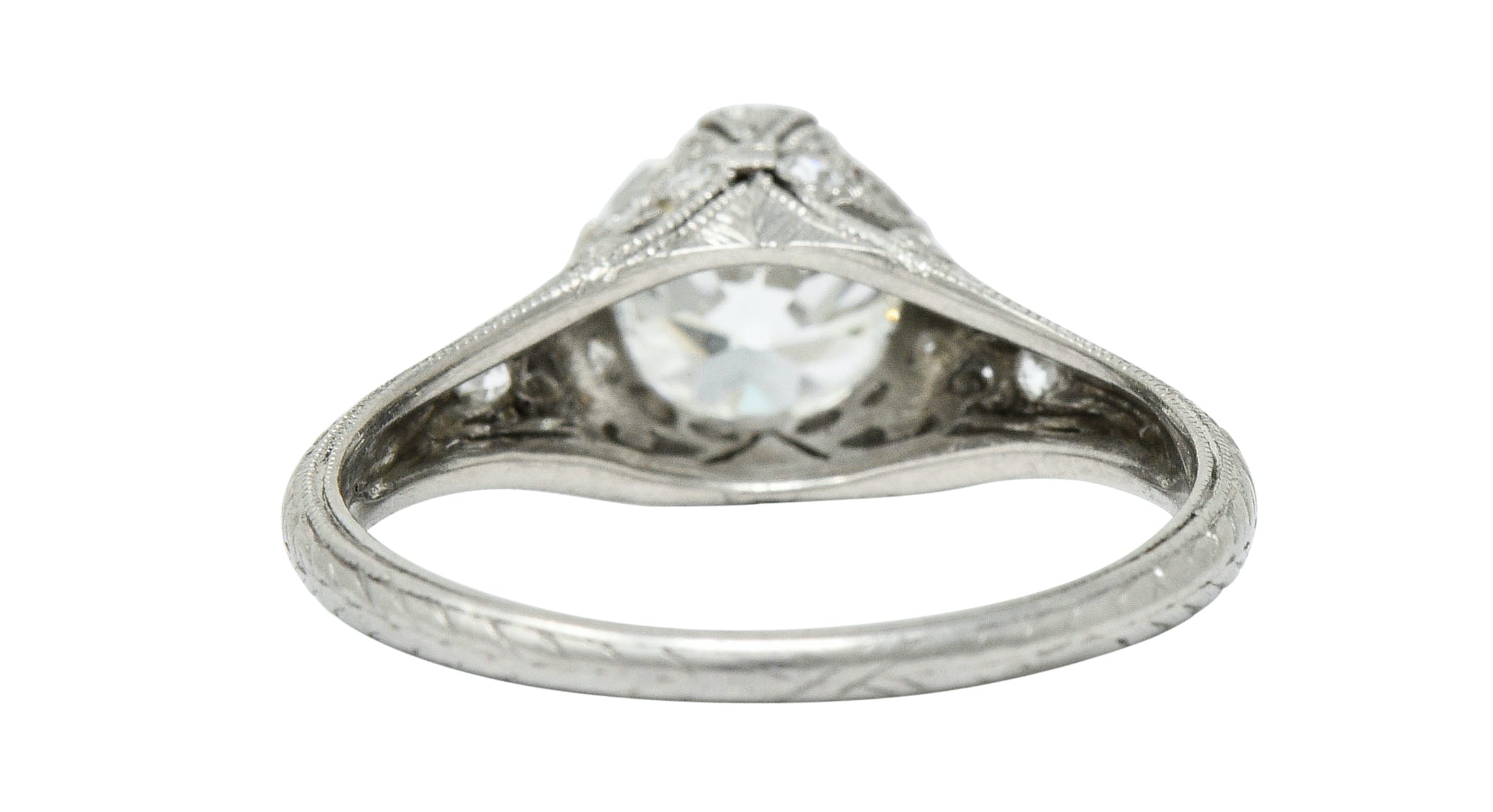 Edwardian 1.36 CTW Diamond Platinum Engagement Ring GIARing - Wilson's Estate Jewelry