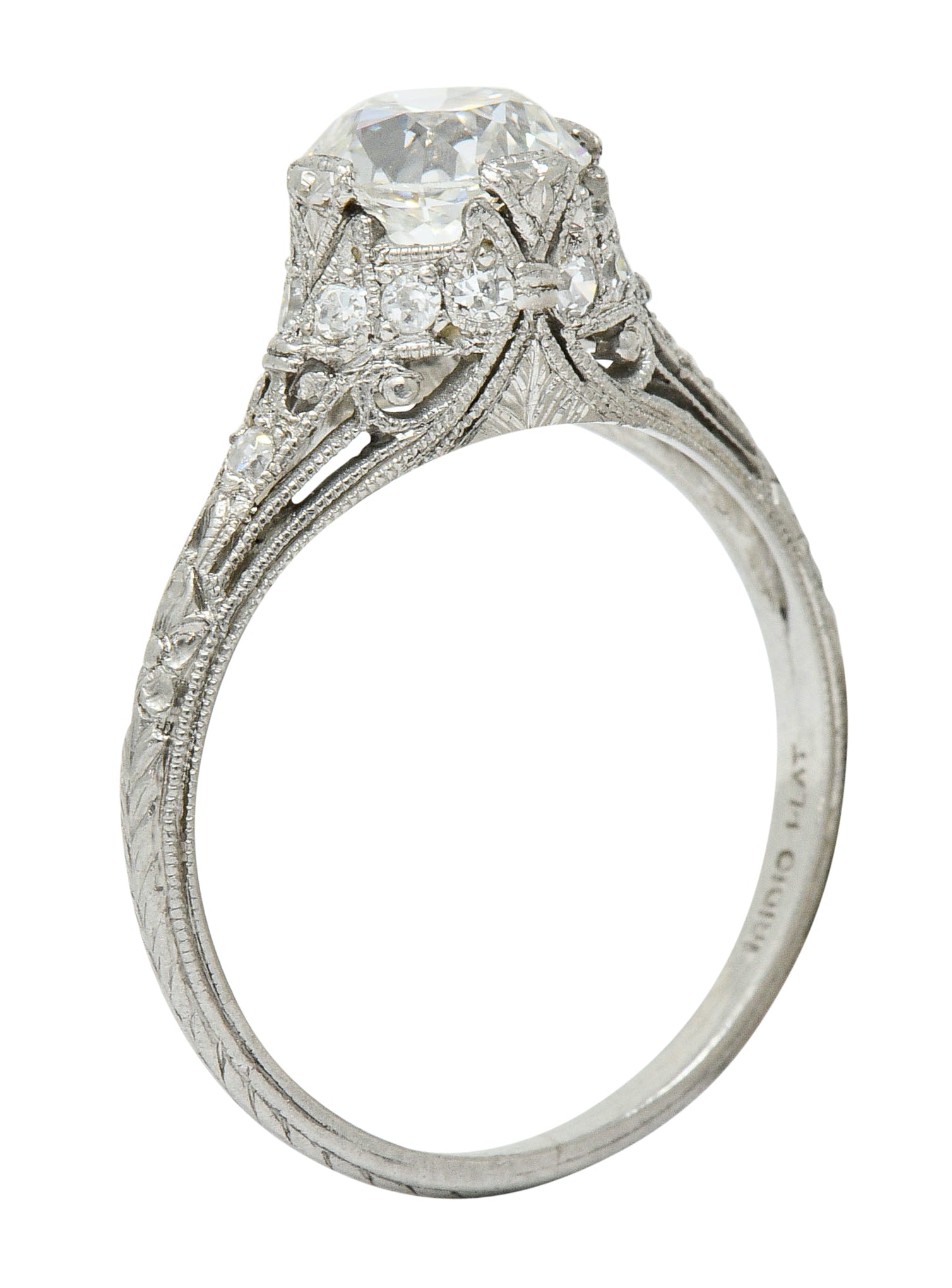 Edwardian 1.36 CTW Diamond Platinum Engagement Ring GIARing - Wilson's Estate Jewelry