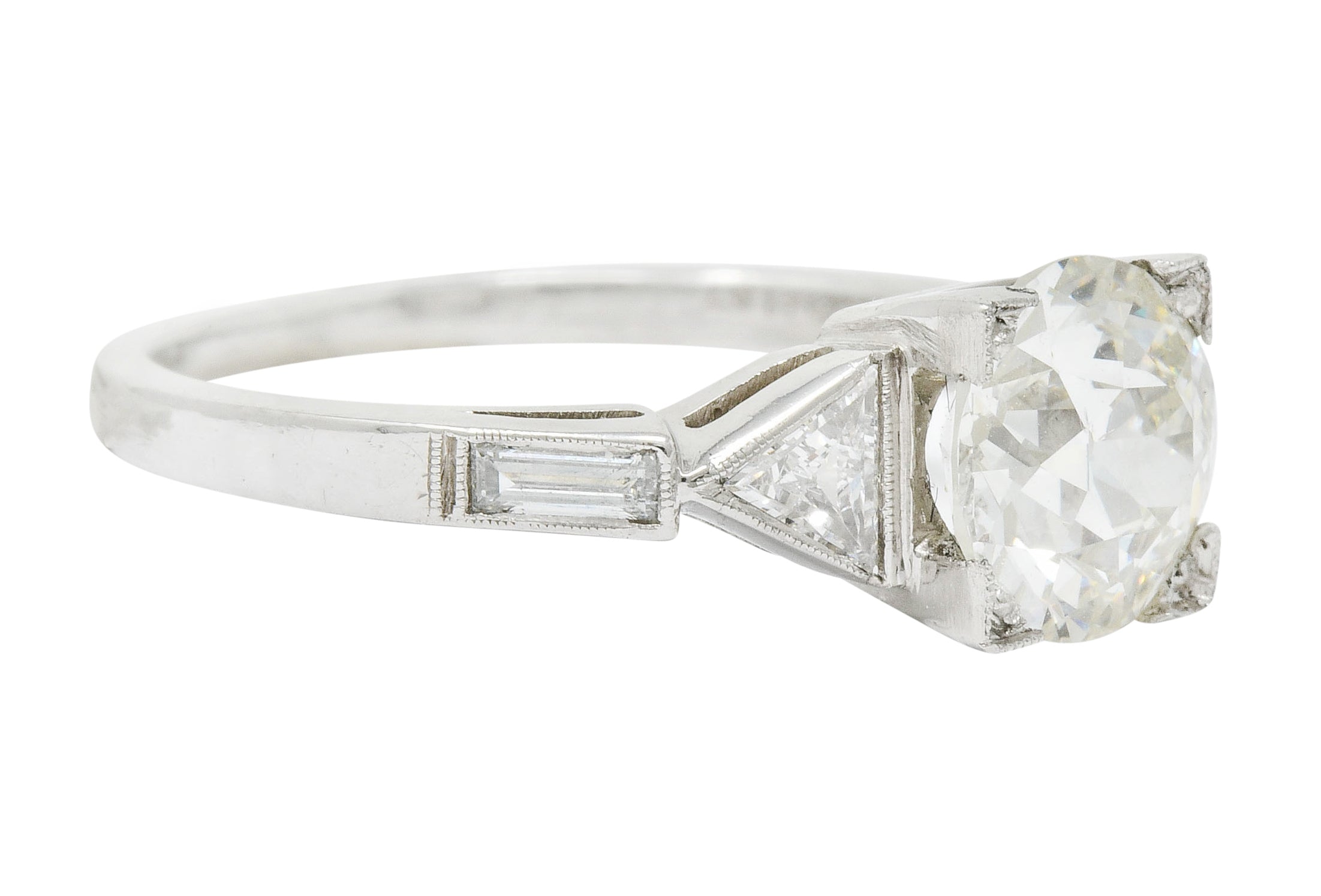 Exquisite Retro 2.08 CTW Diamond Platinum Trillion Engagement Ring GIA Wilson's Estate Jewelry