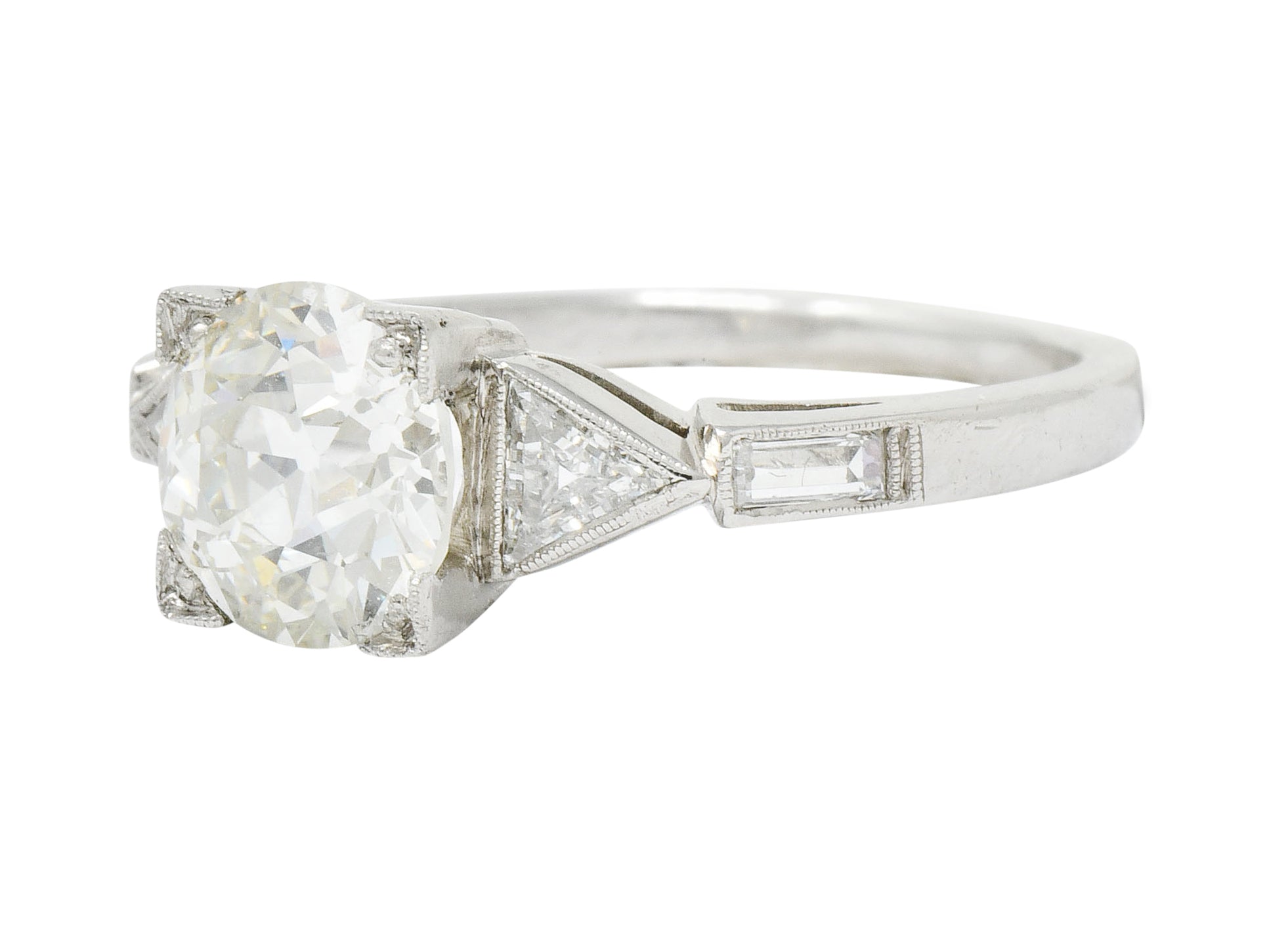 Exquisite Retro 2.08 CTW Diamond Platinum Trillion Engagement Ring GIA Wilson's Estate Jewelry