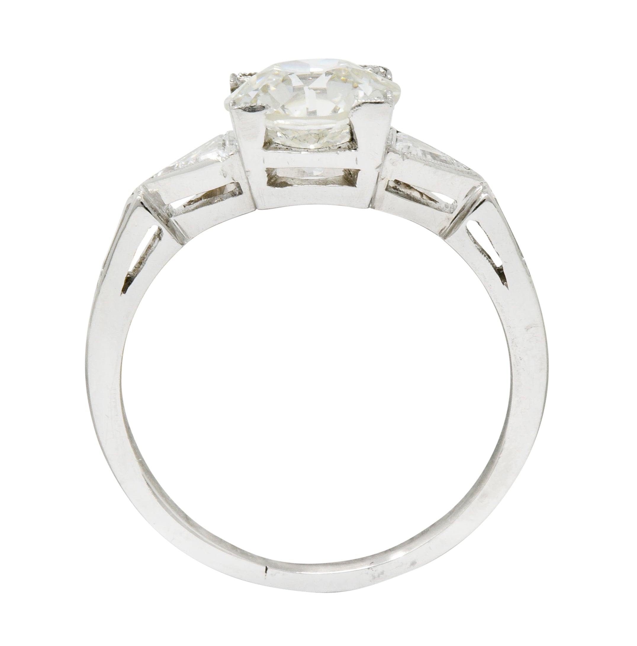 Exquisite Retro 2.08 CTW Diamond Platinum Trillion Engagement Ring GIA Wilson's Estate Jewelry