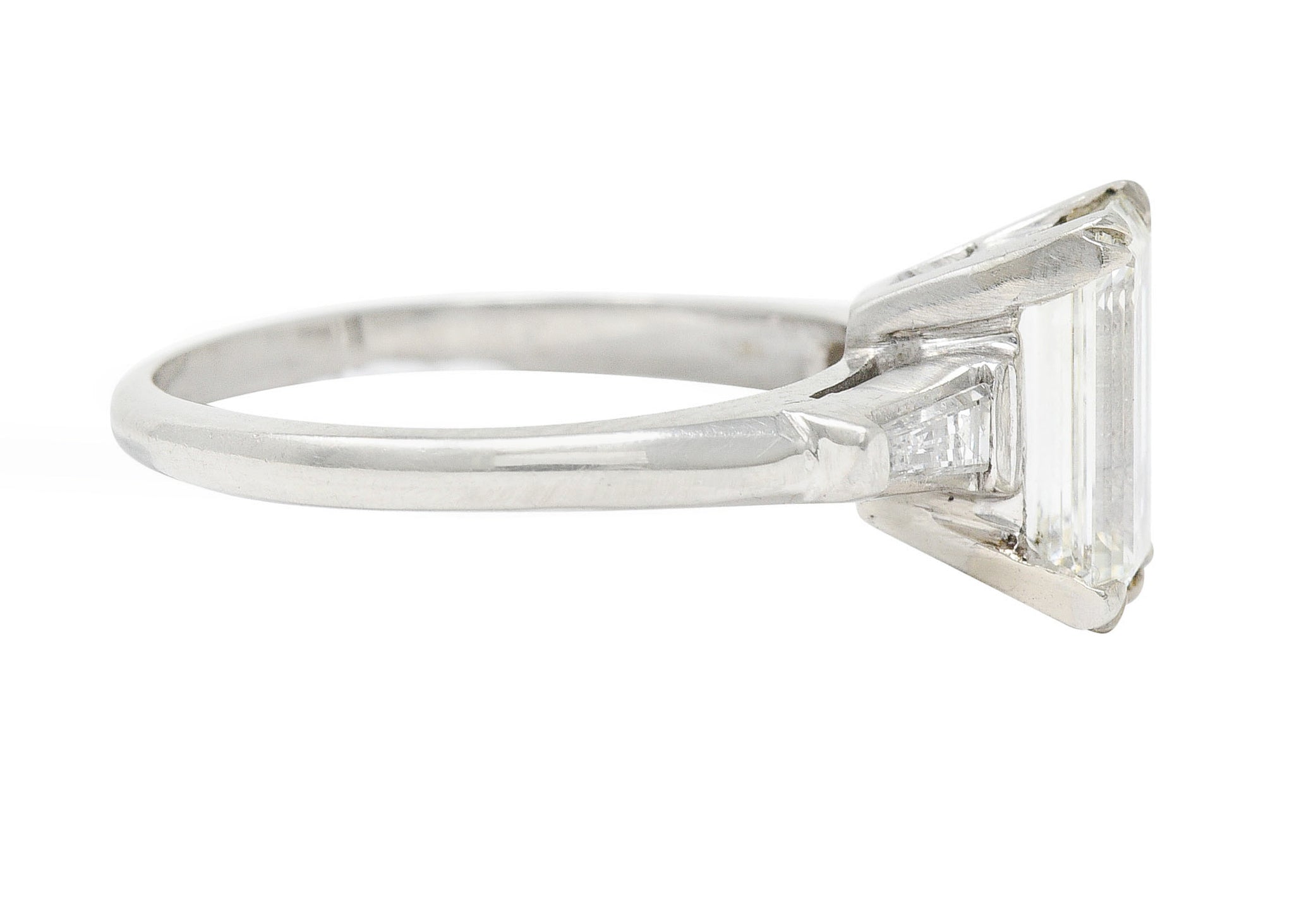 Mid-Century 1.72 CTW Emerald Cut Diamond Platinum Engagement RingRing - Wilson's Estate Jewelry