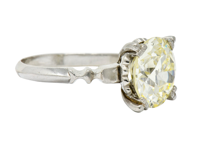 Retro 3.47 CTW Diamond Platinum Engagement Ring GIA Wilson's Estate Jewelry