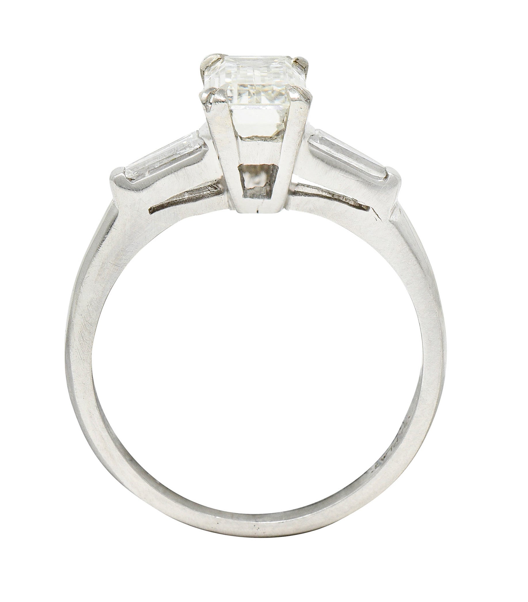 Mid-Century 1.72 CTW Emerald Cut Diamond Platinum Engagement RingRing - Wilson's Estate Jewelry