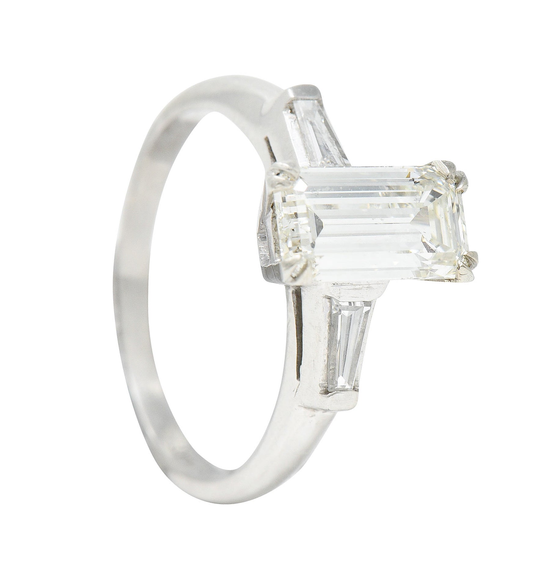 Mid-Century 1.72 CTW Emerald Cut Diamond Platinum Engagement RingRing - Wilson's Estate Jewelry