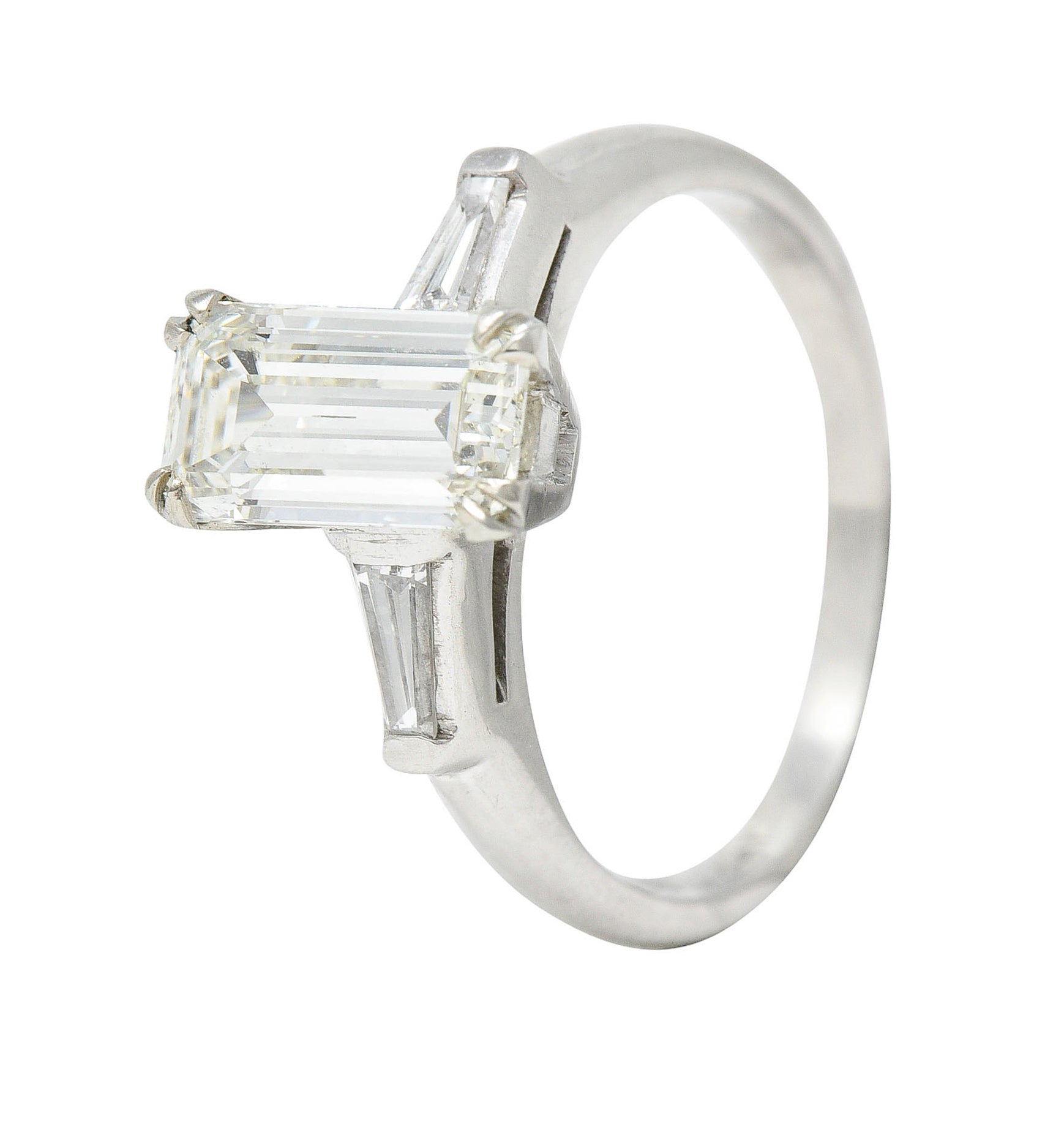 Mid-Century 1.72 CTW Emerald Cut Diamond Platinum Engagement RingRing - Wilson's Estate Jewelry