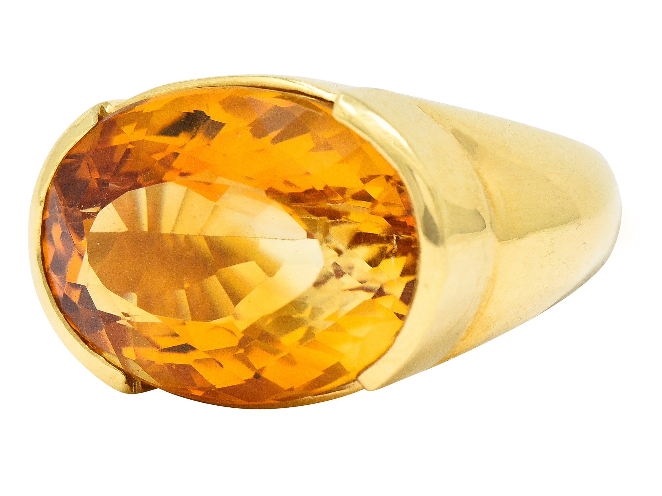 1960's Vintage Citrine 18 Karat Yellow Gold Statement Gemstone Ring Wilson's Estate Jewelry