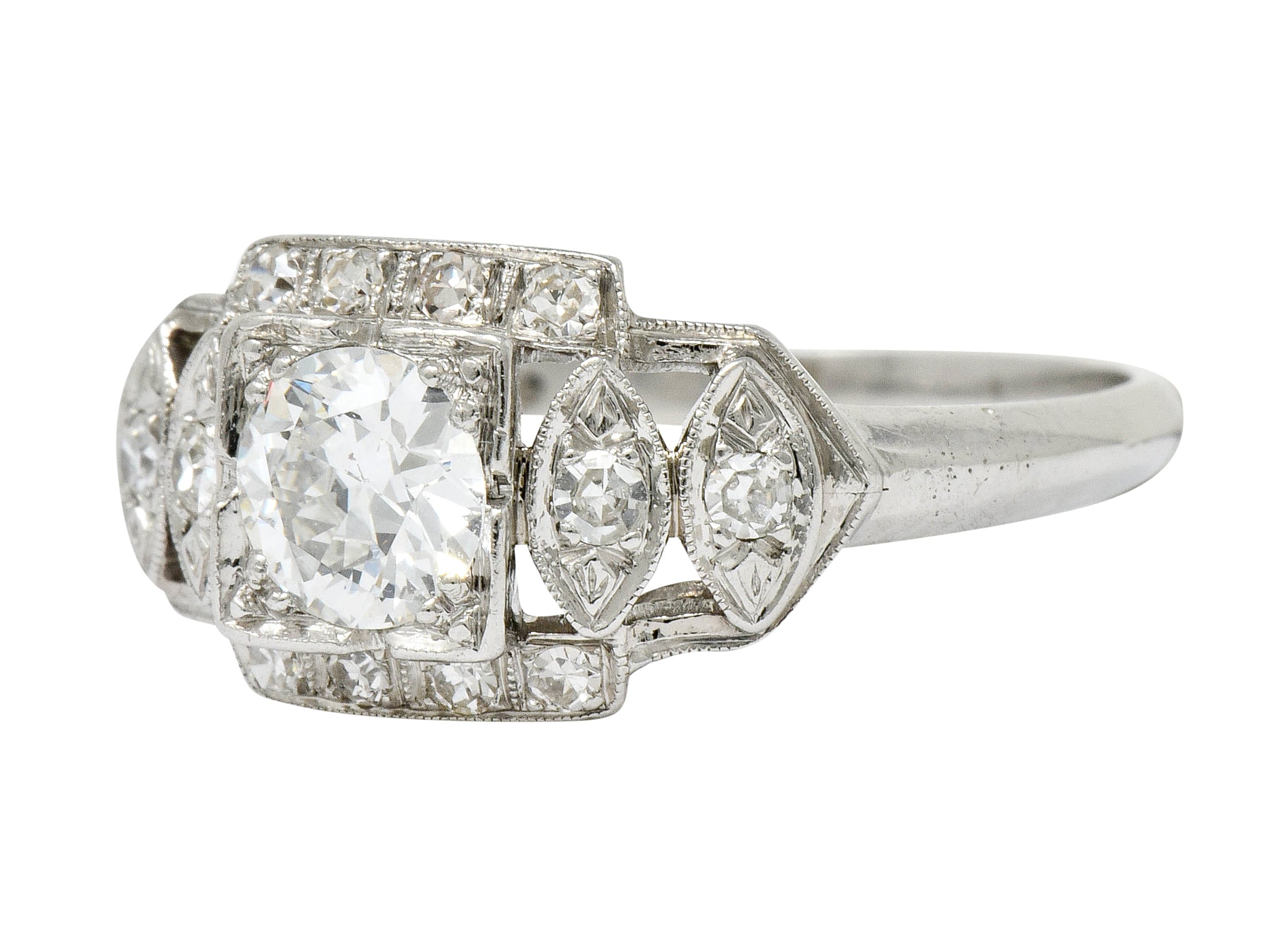 Late Art Deco 0.72 CTW Diamond Platinum Engagement Ring - Wilson's Estate Jewelry