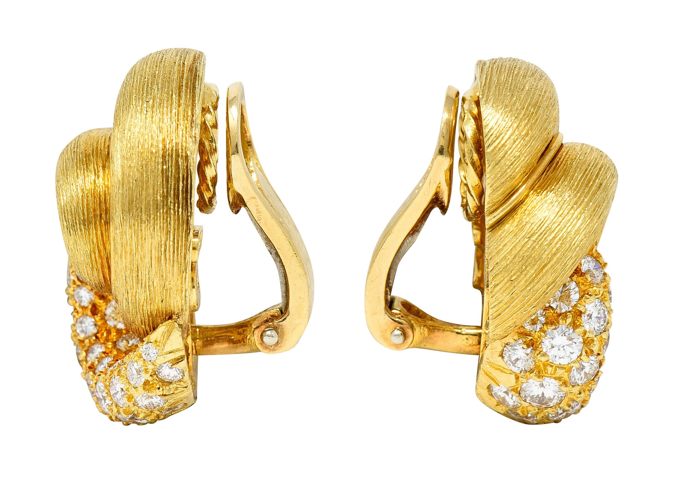 Henry Dunay 2.00 CTW Diamond 18 Karat Gold Sabi Ear-Clip EarringsEarrings - Wilson's Estate Jewelry