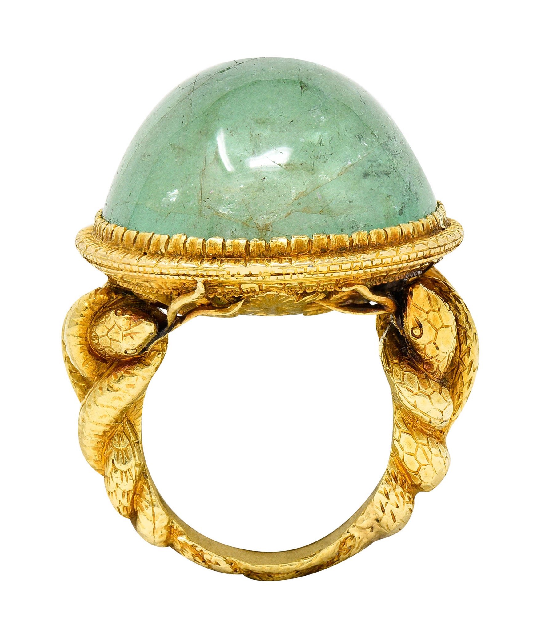 Substantial Emerald 22 Karat Gold Snake Gemstone RingRing - Wilson's Estate Jewelry