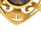 James Winn Arts & Crafts Boulder Opal 18 Karat Yellow Gold Statement Antique Pendant Wilson's Estate Jewelry