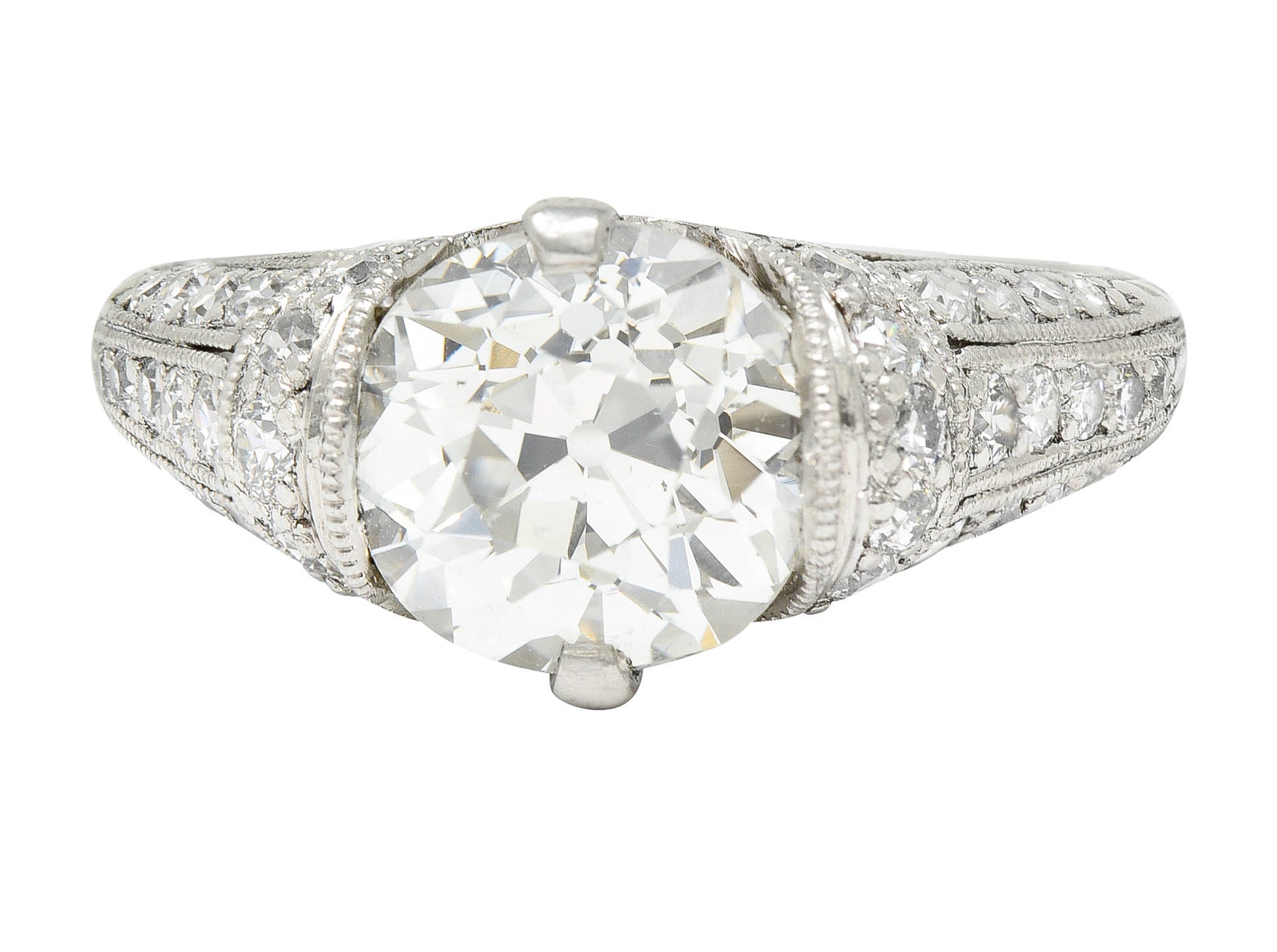 Edwardian 3.00 CTW Diamond Platinum Scrolled Engagement RingRing - Wilson's Estate Jewelry