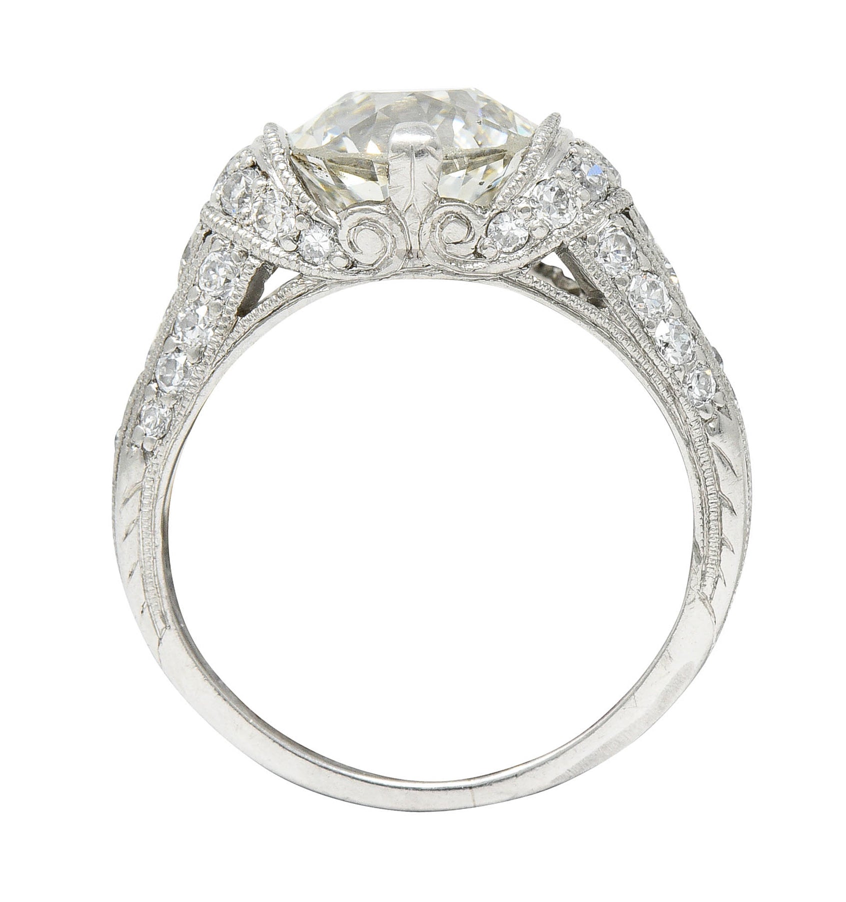 Edwardian 3.00 CTW Diamond Platinum Scrolled Engagement RingRing - Wilson's Estate Jewelry