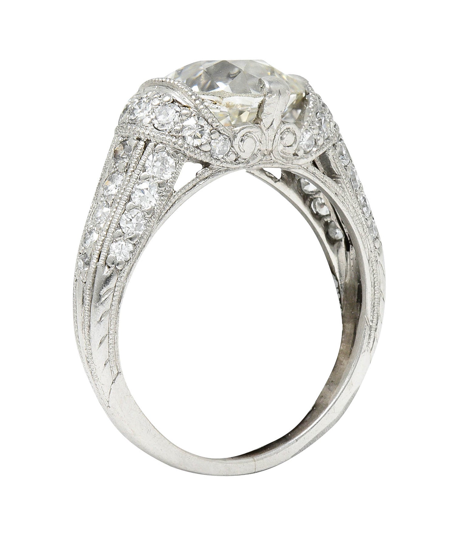 Edwardian 3.00 CTW Diamond Platinum Scrolled Engagement RingRing - Wilson's Estate Jewelry