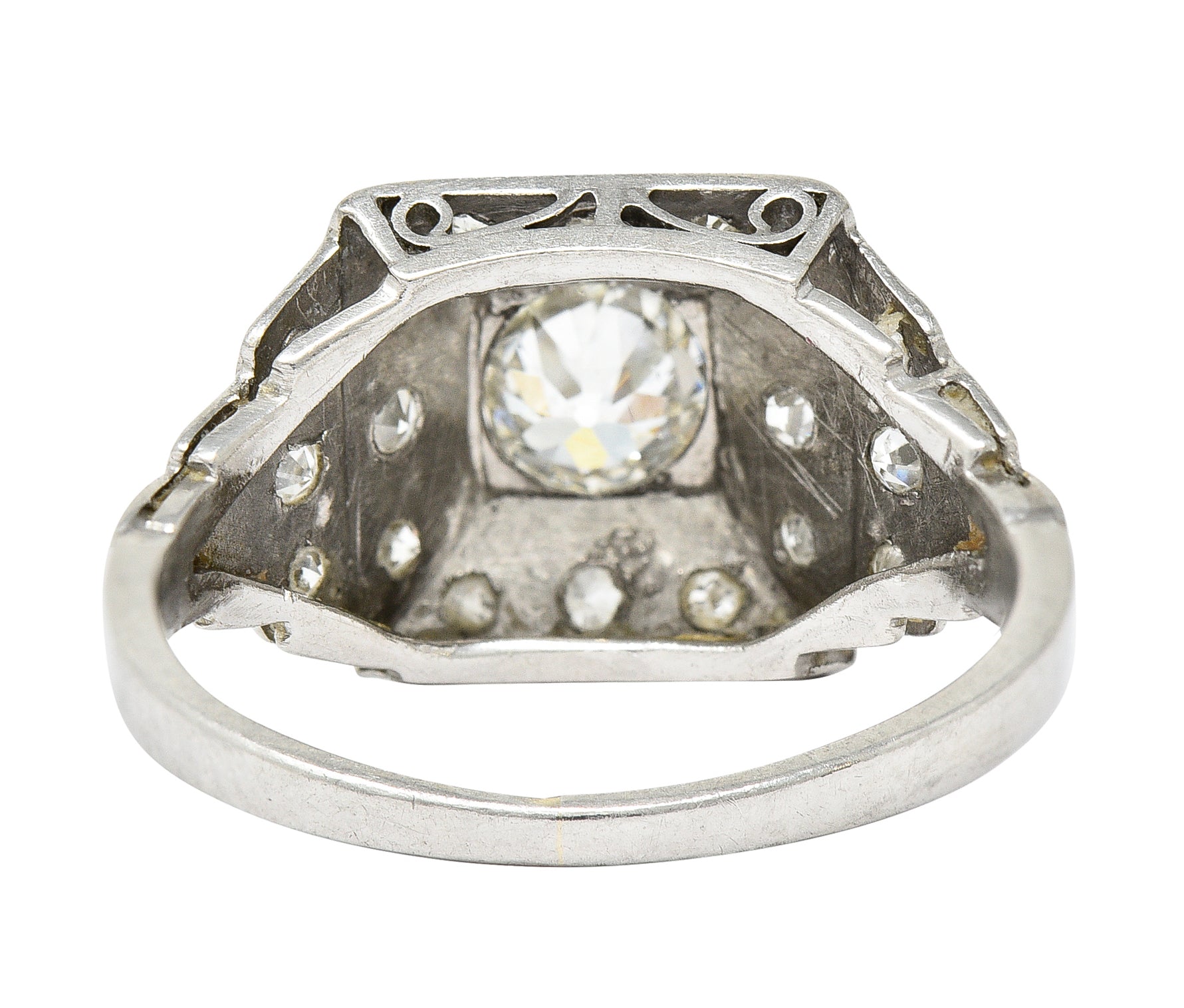 Art Deco 0.75 CTW Diamond Platinum Stepped Antique Engagement Ring Wilson's Estate Jewelry