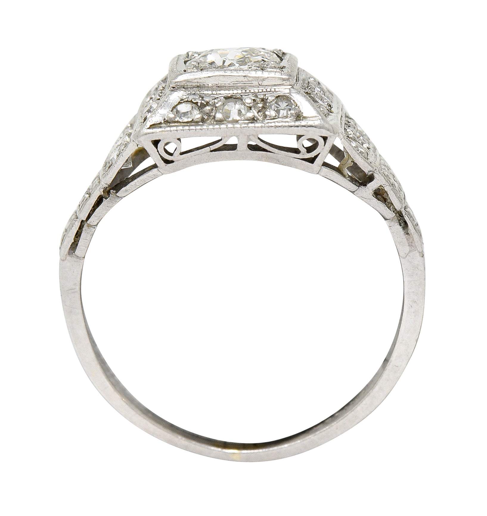 Art Deco 0.75 CTW Diamond Platinum Stepped Antique Engagement Ring Wilson's Estate Jewelry