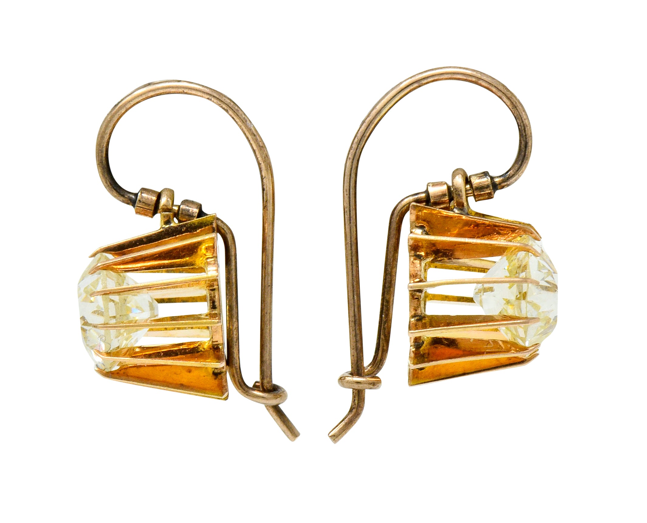 Victorian 2.04 CTW Old European Diamond Gold Articulated Drop Earrings - Wilson's Estate Jewelry