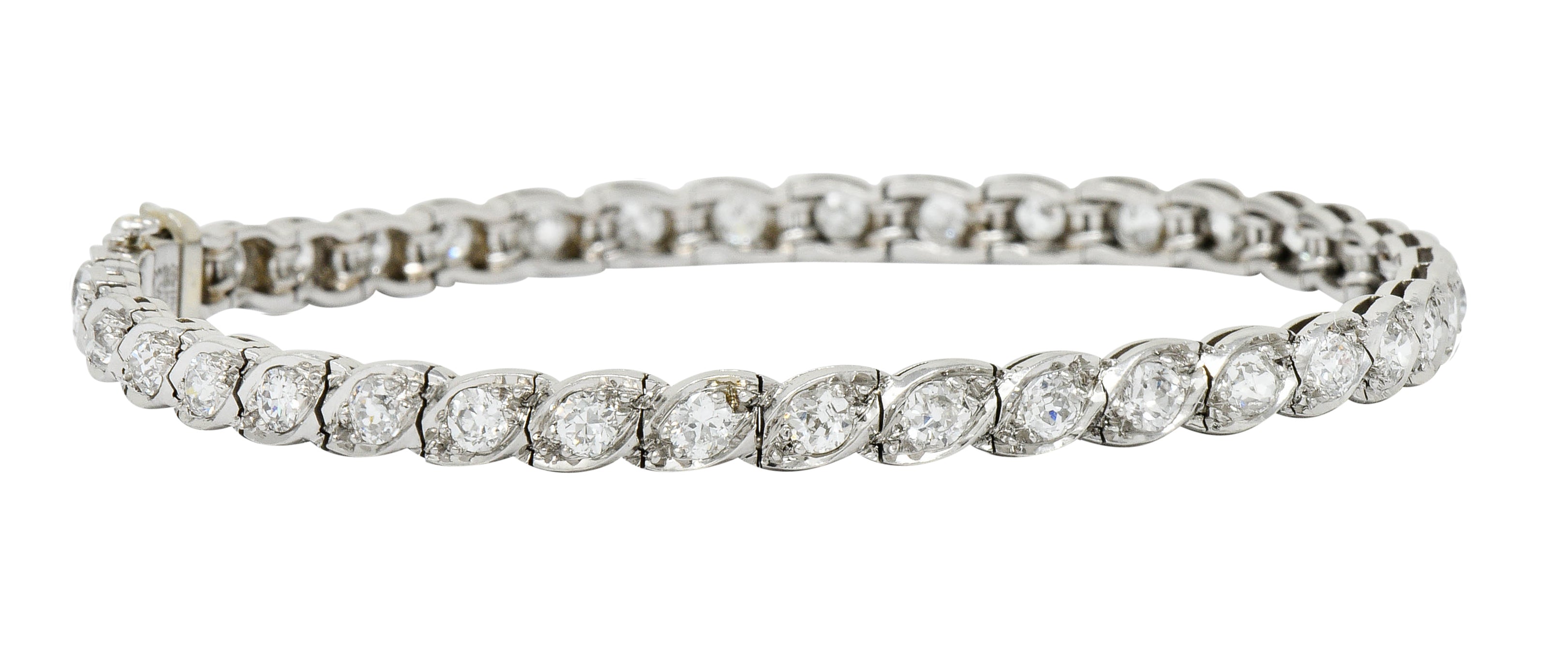 Waslikoff Art Deco 4.50 CTW Diamond Platinum Eyelet Line Braceletbracelet - Wilson's Estate Jewelry