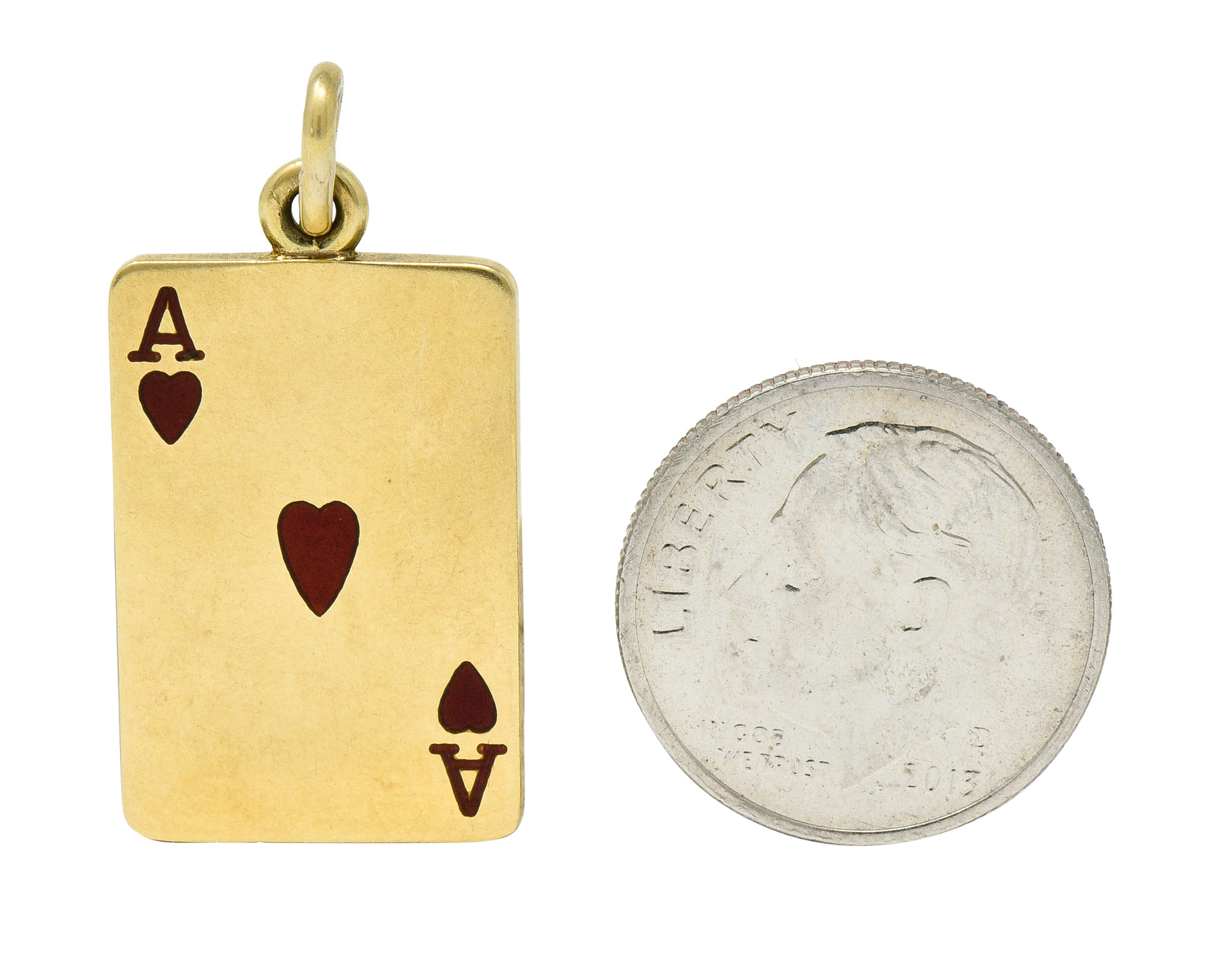 Tiffany & Co. Mid-Century Enamel 14 Karat Gold Ace of Hearts Card Charmcharm - Wilson's Estate Jewelry