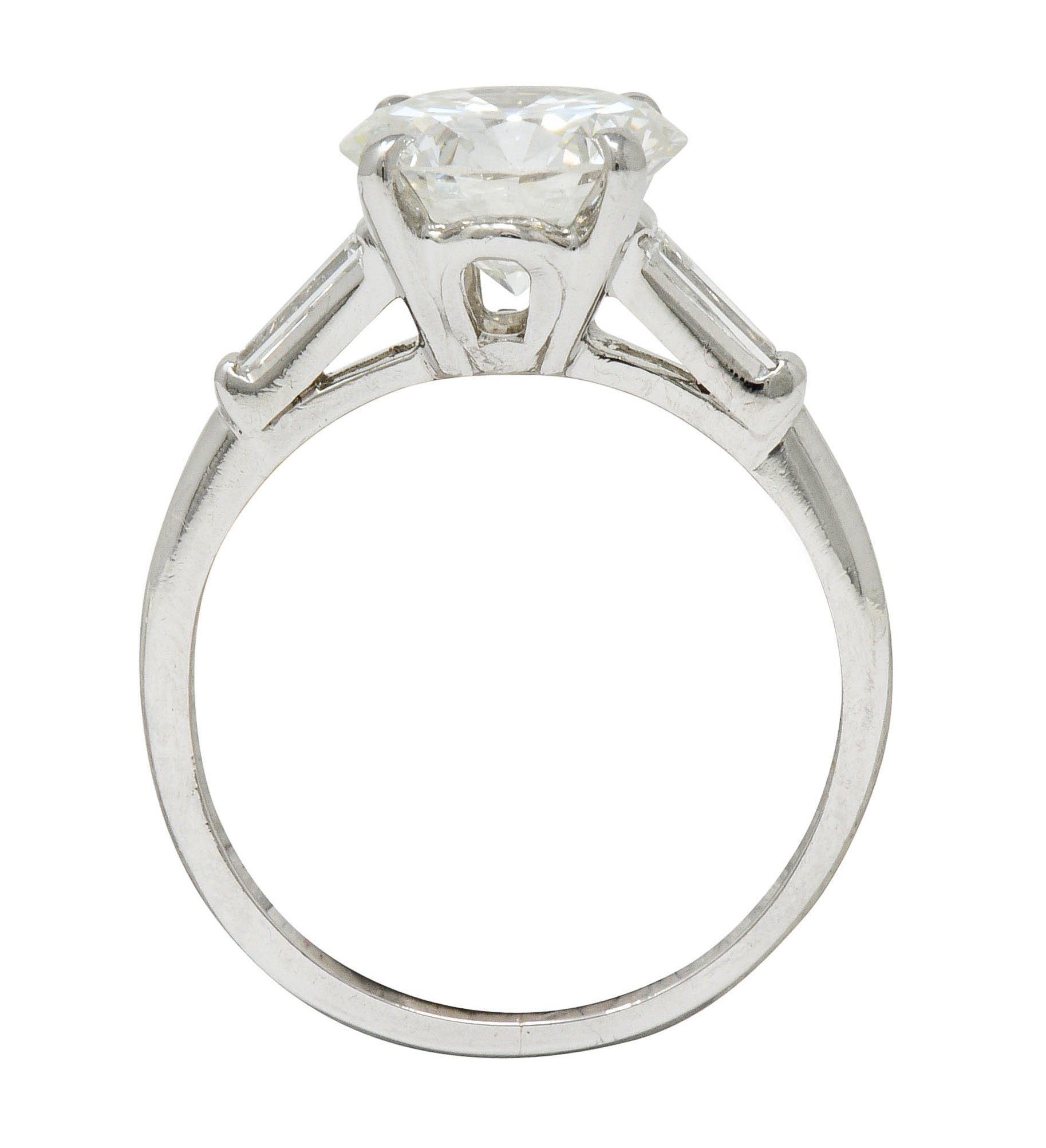 1950's Mid-Century 2.62 CTW Diamond Platinum Engagement Ring GIARing - Wilson's Estate Jewelry