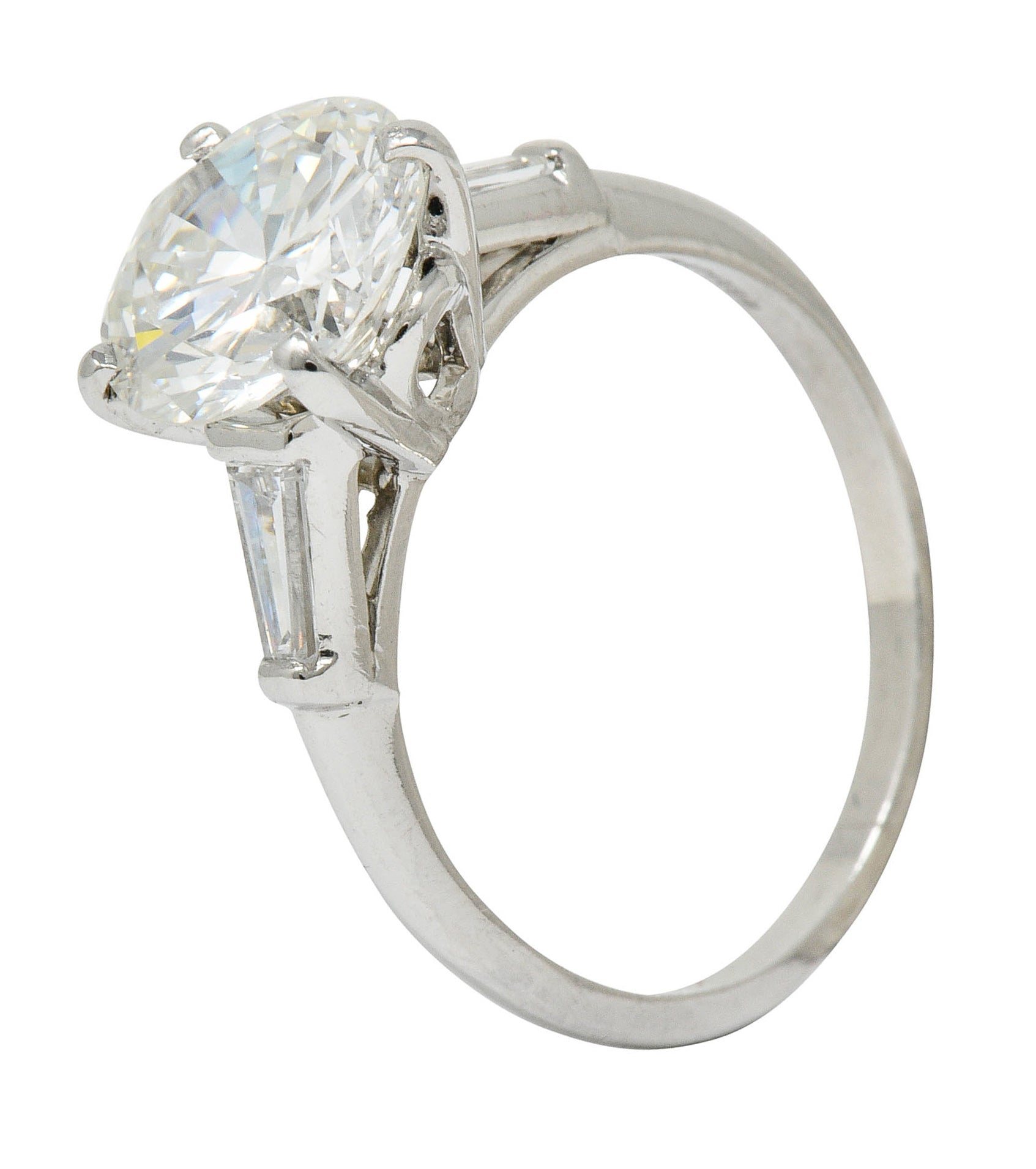 1950's Mid-Century 2.62 CTW Diamond Platinum Engagement Ring GIARing - Wilson's Estate Jewelry