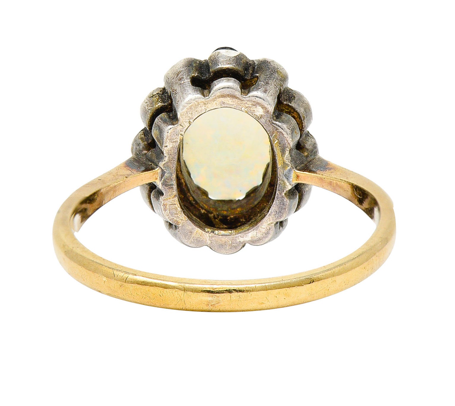 1890 Victorian Opal Sapphire Silver-Topped 14 Karat Gold Cluster RingRing - Wilson's Estate Jewelry